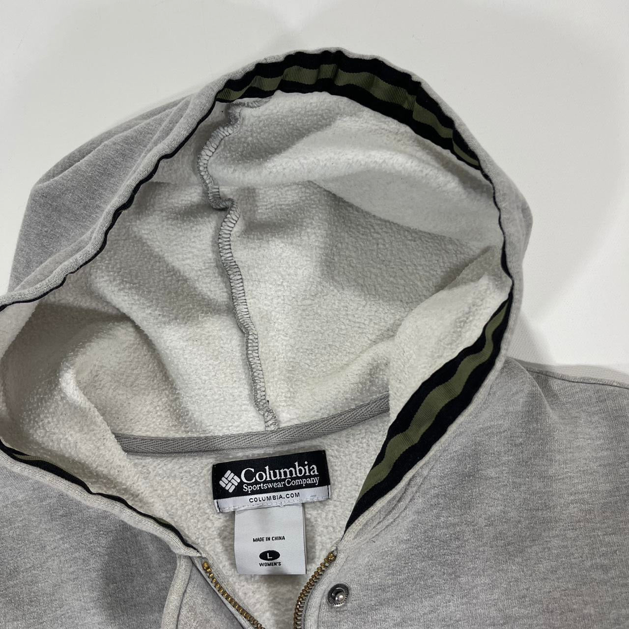 VINTAGE COLUMBIA GREY BUTTON UP HOODIE (M)