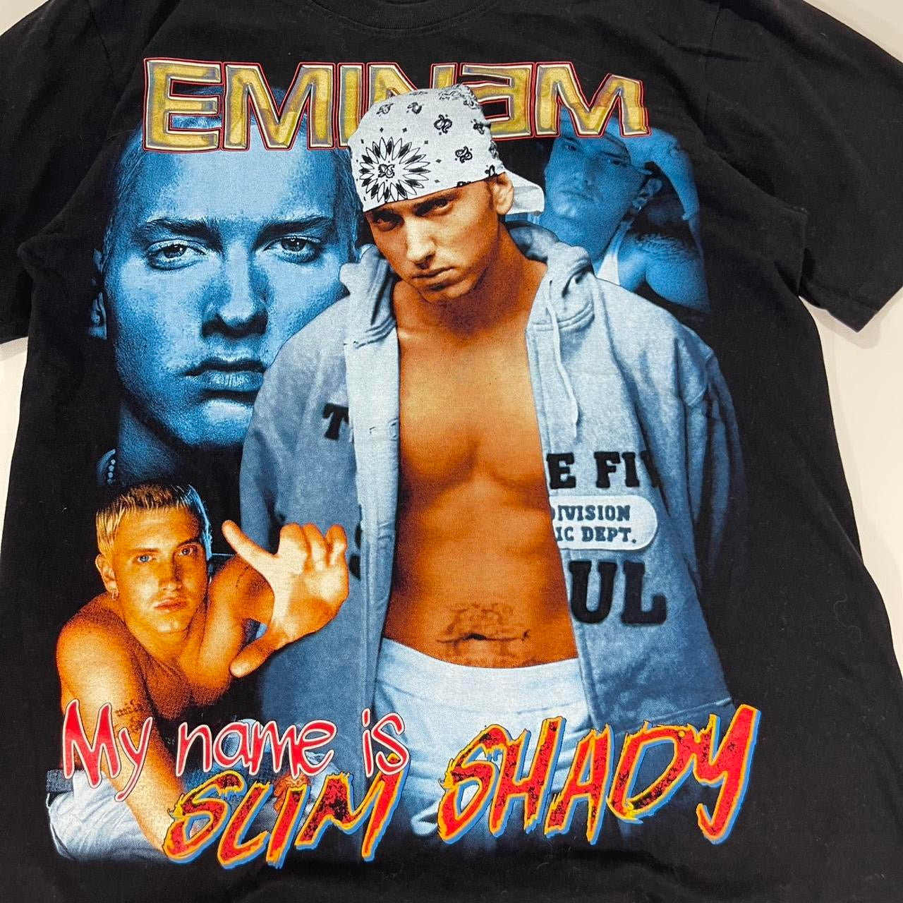 THAI BOOT SINGLE STITCHED FRONT AND BACK EMINEM BLACK GRAPHIC TEE (L)