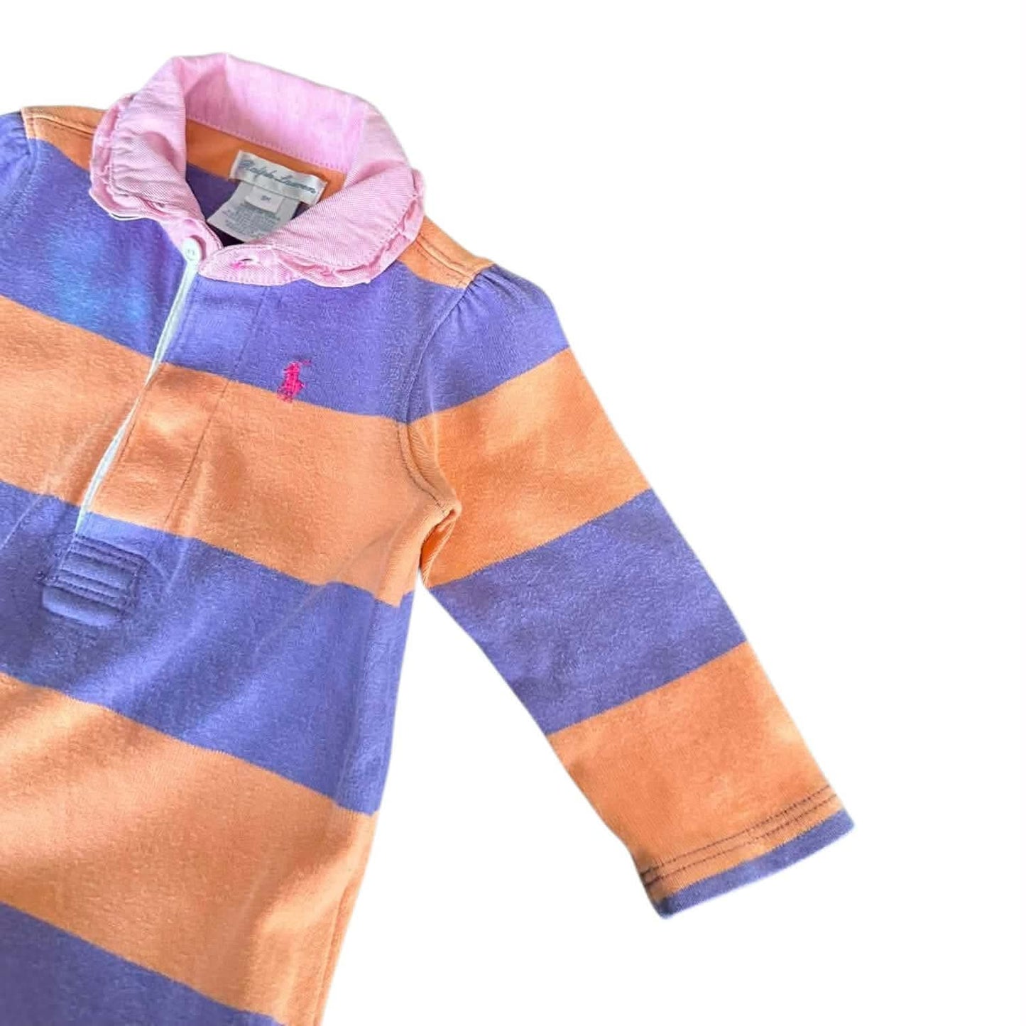 RALPH LAUREN MULTICOLOURED STRIPED BABY GIRL DRESS (9 MONTHS)