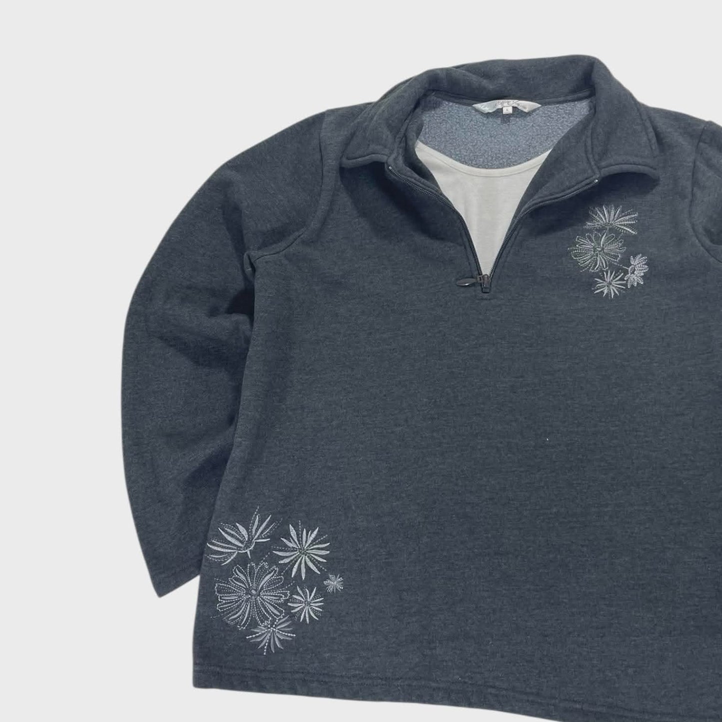 ELLA J QUARTER ZIP WITH FLORAL (L)