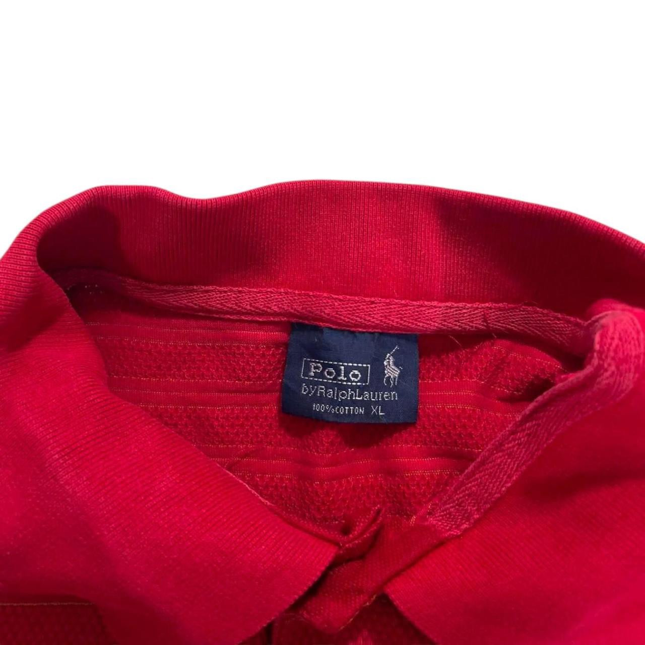 VINTAGE RALPH LAUREN RED STRIPED POLO SHIRT (M-L)