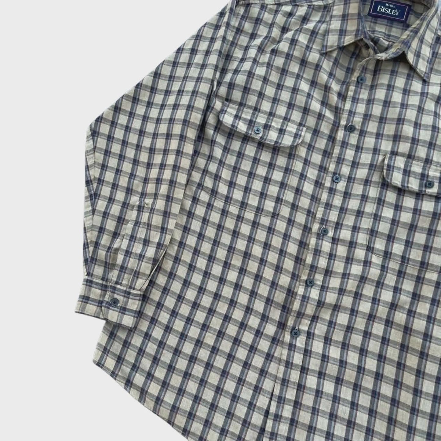 BISLEY BLUE & WHITE CHECKERED BUTTON UP SHIRT (L)