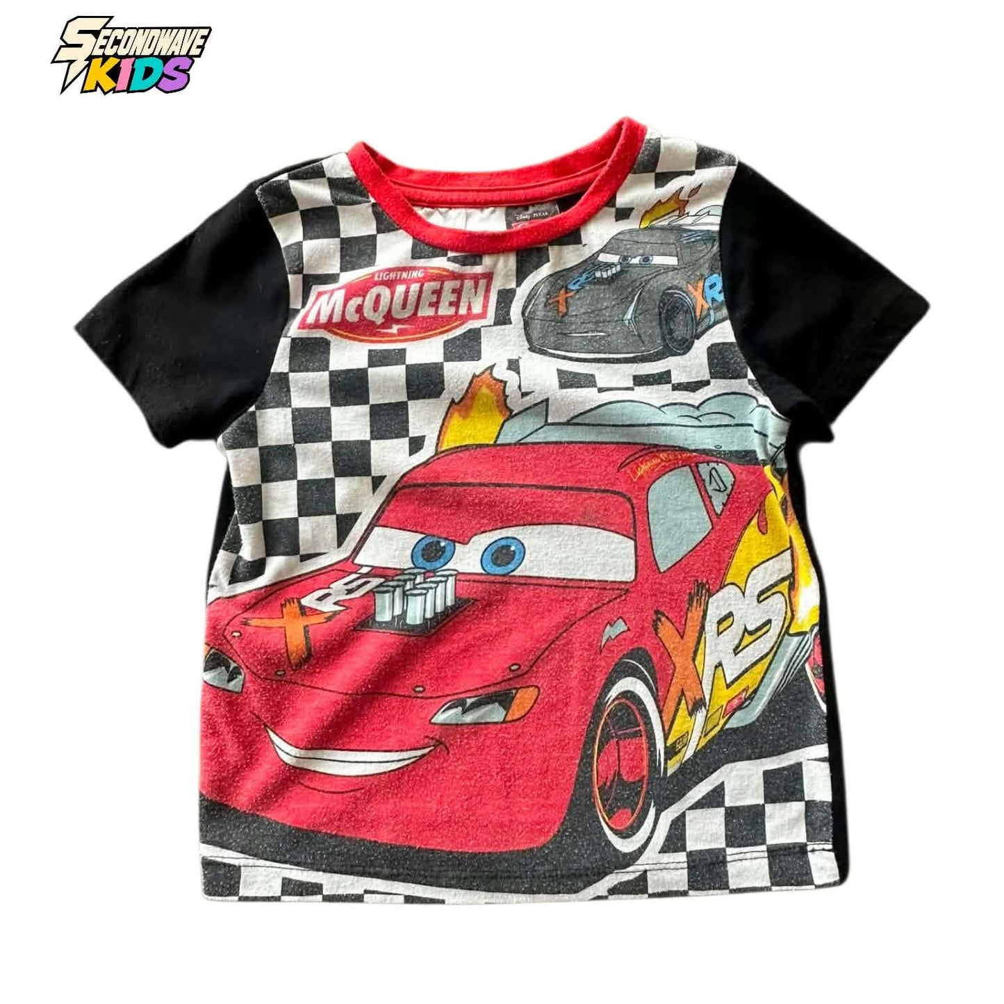 DISNEY CARS LIGHTNING MCQUEEN BLACK & RED T-SHIRT (2YRS)