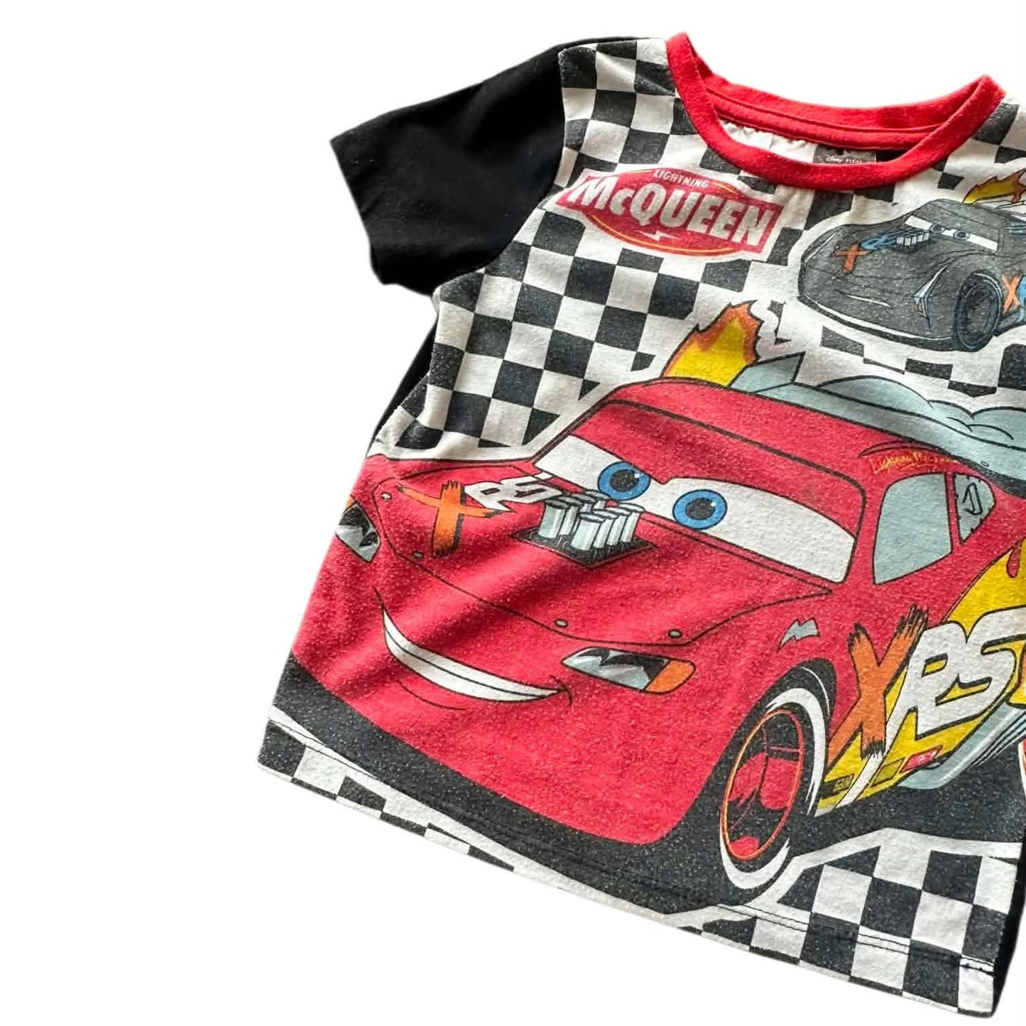 DISNEY CARS LIGHTNING MCQUEEN BLACK & RED T-SHIRT (2YRS)