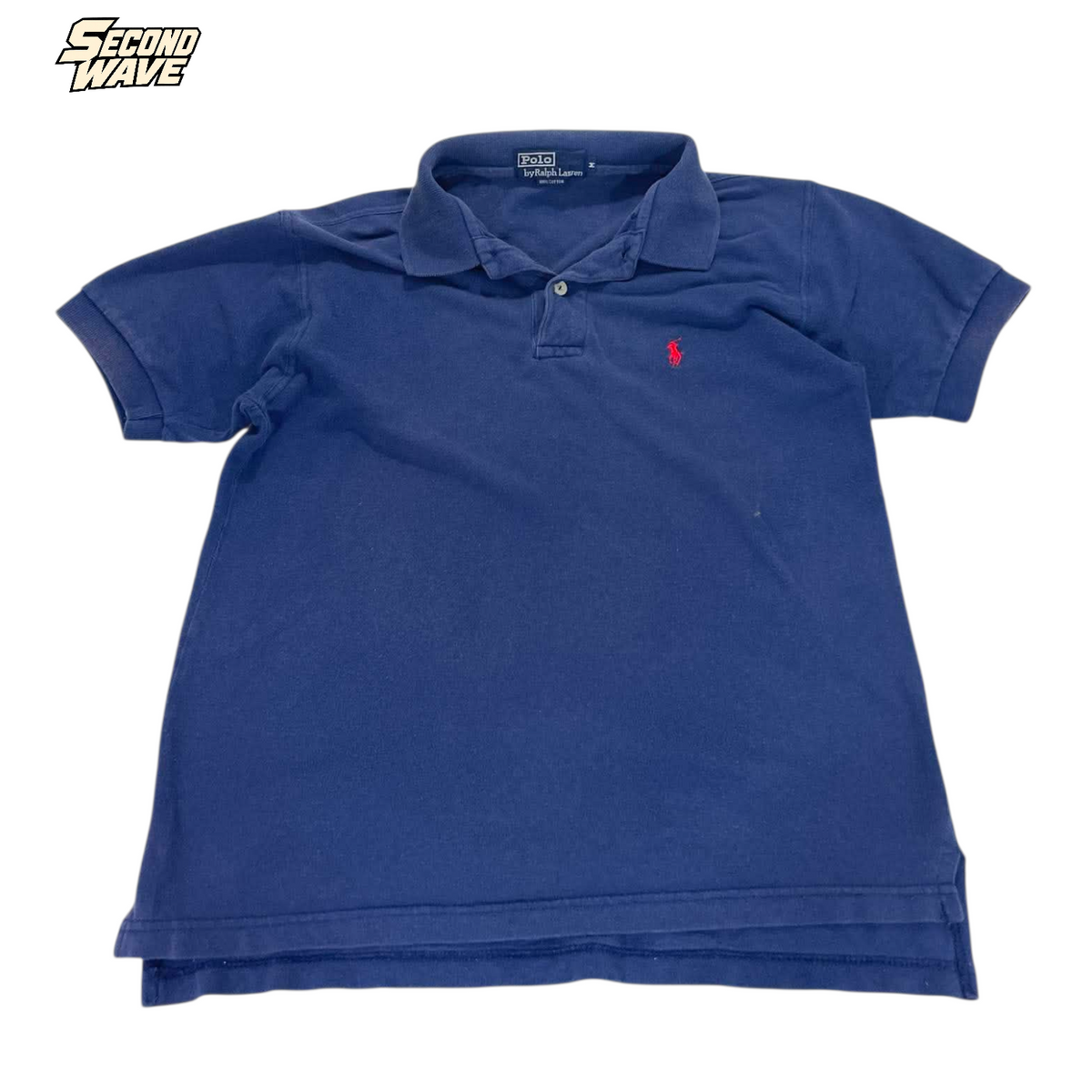 RALPH LAUREN NAVY POLO SHIRT (BEST FIT SMALL)