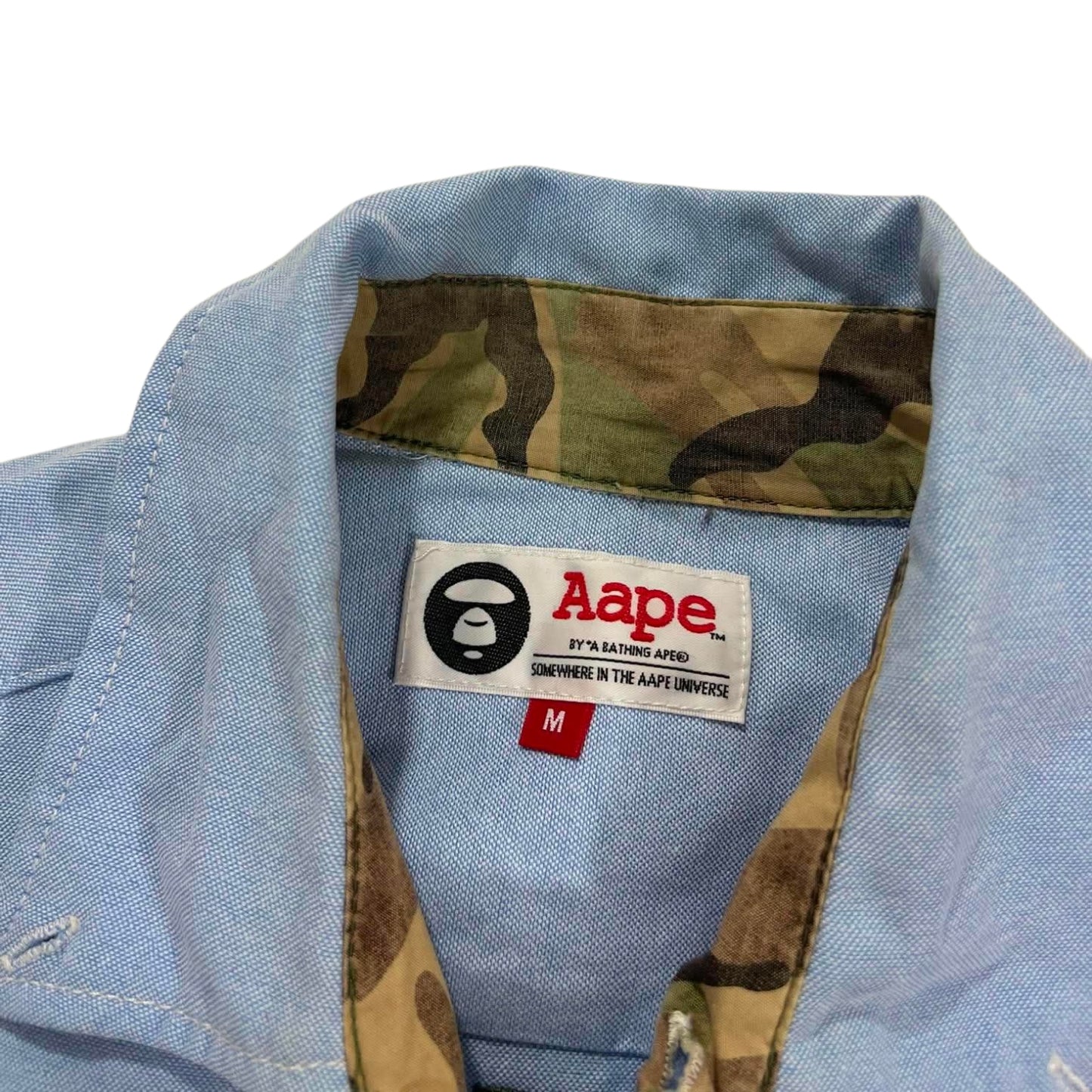 AAPE A BATHING APE BLUE BUTTON UP (M)