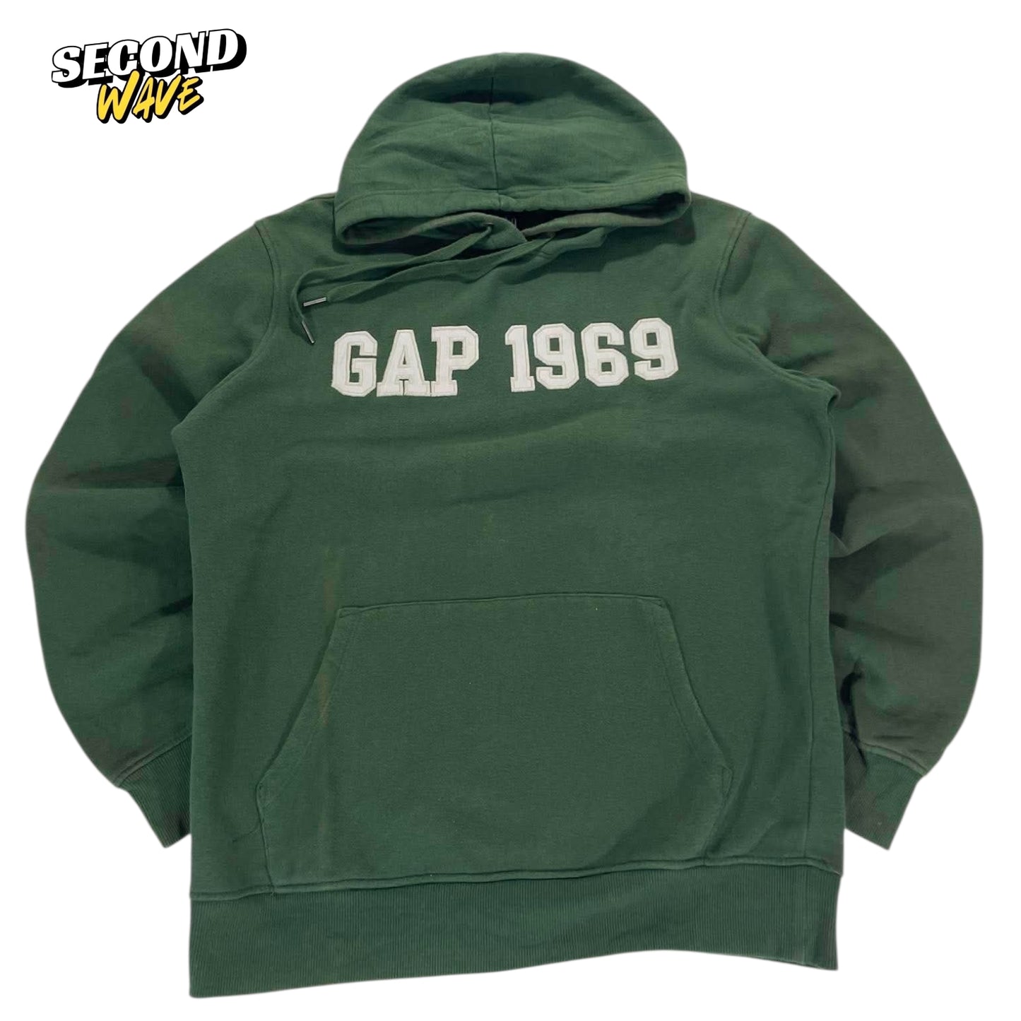 VINTAGE GAP GREEN HOODIE WITH WHITE EMBROIDERY (M)