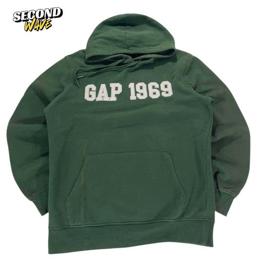 VINTAGE GAP GREEN HOODIE WITH WHITE EMBROIDERY (M)