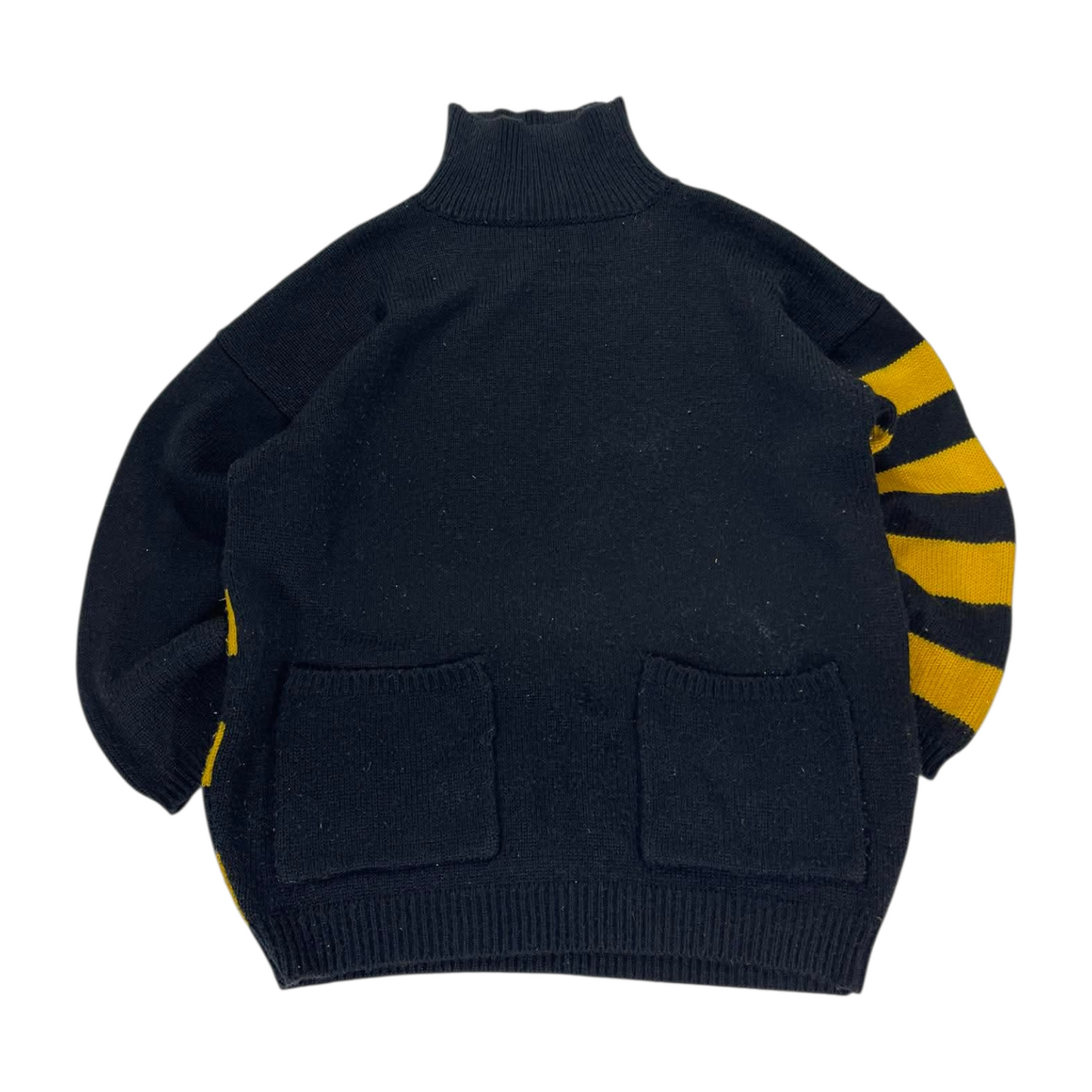 VINTAGE YELLOW AND BLACK STRIPED TURTLENECK SWEATER (L)
