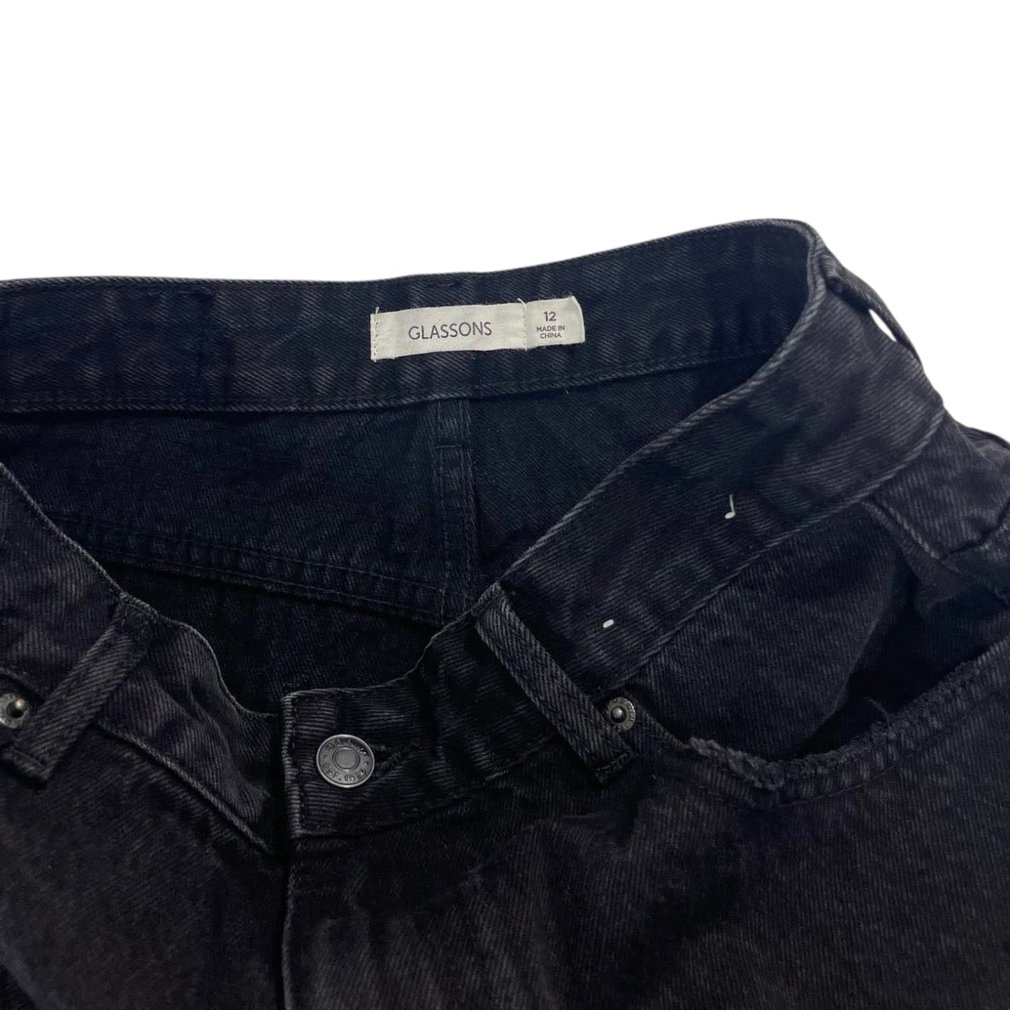 WOMEN GLASSONS BLACK RIPPED DENIM (UK12)