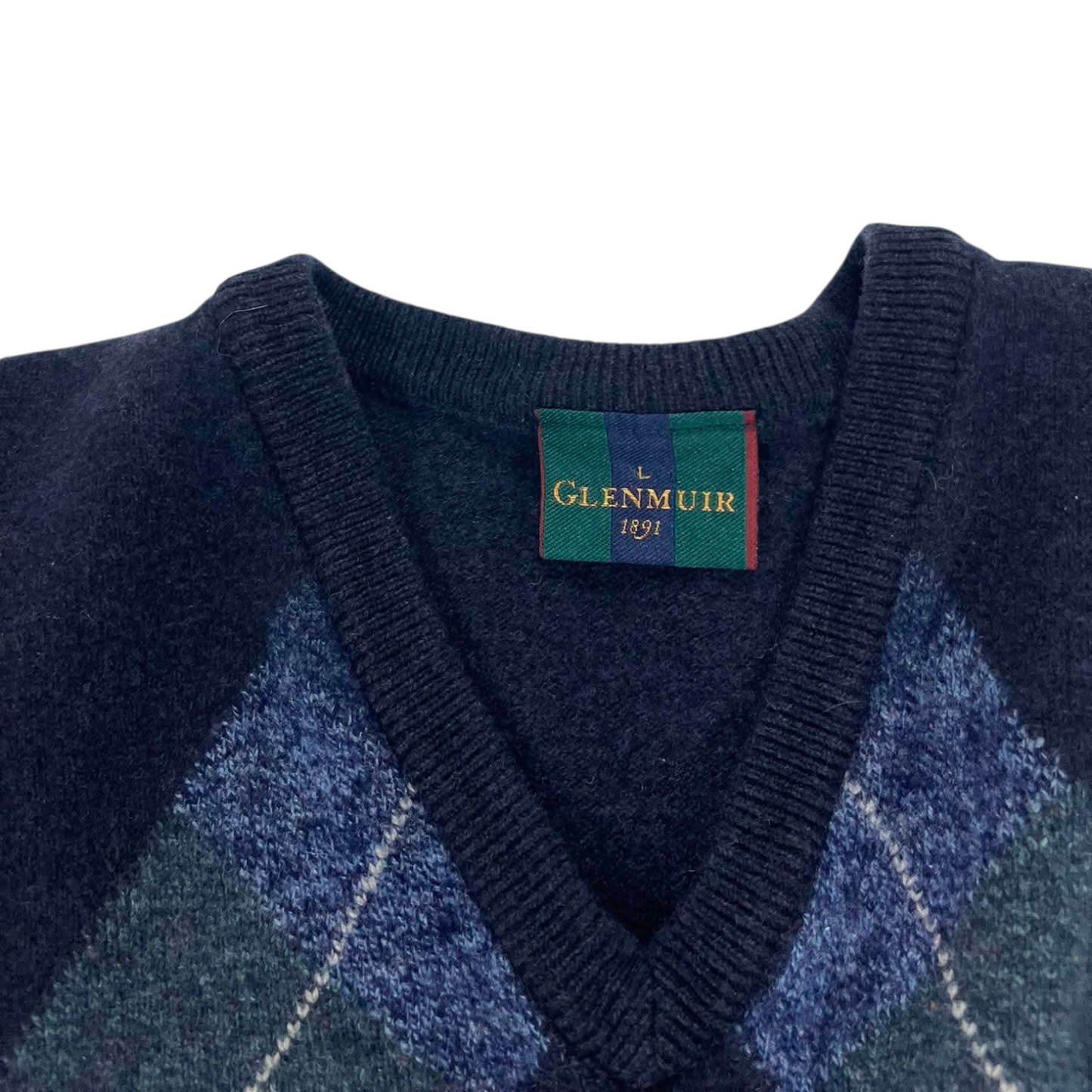 VINTAGE PURE NEW WOOL GLENMUIR BLUE V SWEATER (M-L)