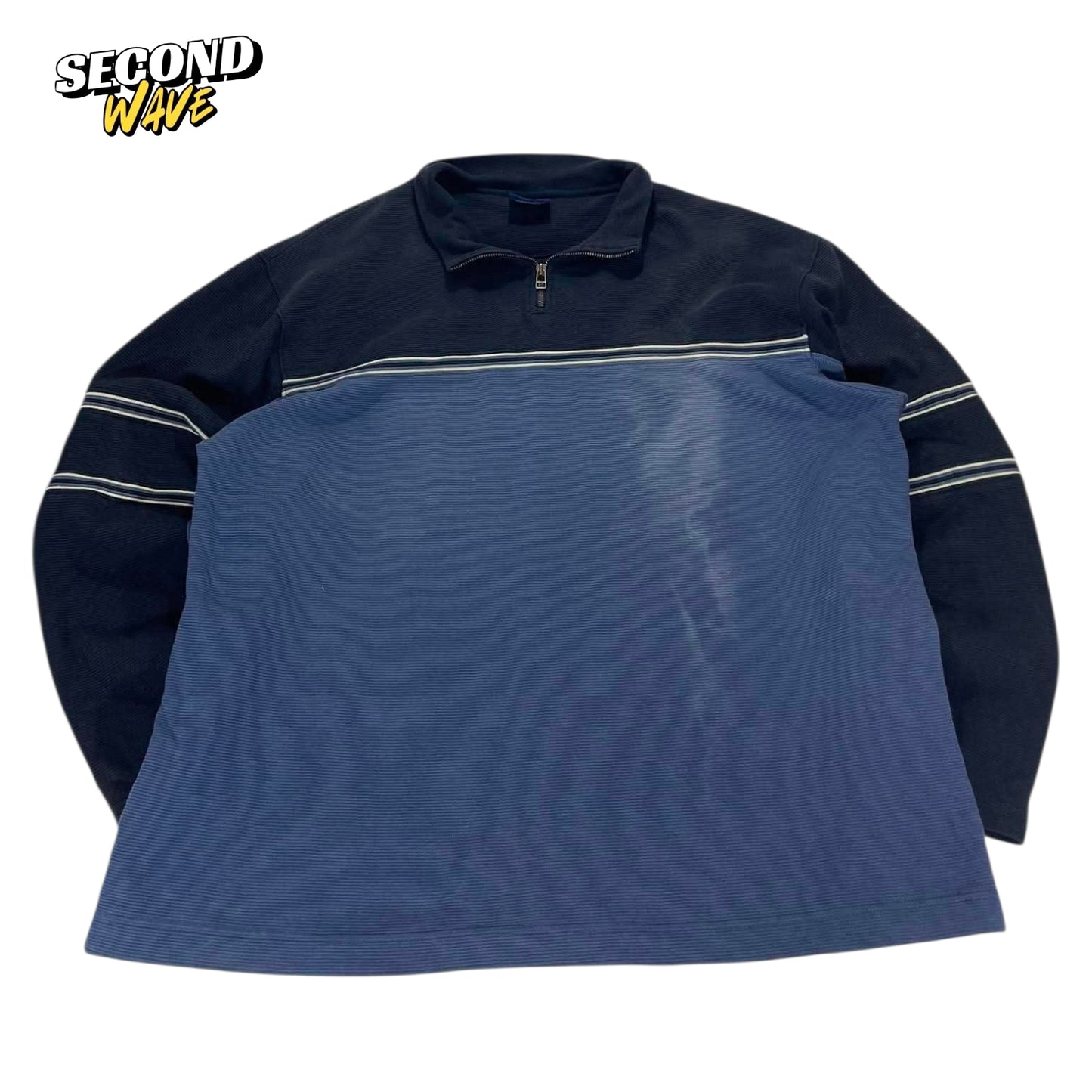 VINTAGE NAVY BLUE QUARTER ZIP SWEATSHIRT (L-XL)