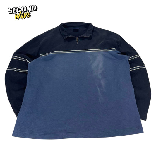 VINTAGE NAVY BLUE QUARTER ZIP SWEATSHIRT (L-XL)
