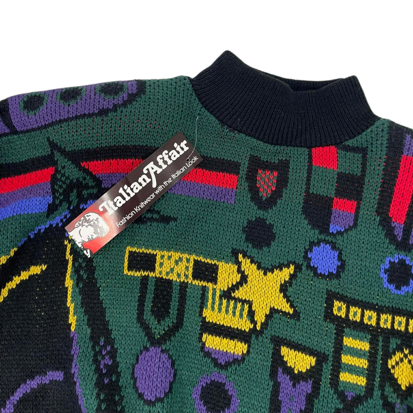 ITALIAN AFFAIR GREEN MULTI COLOURED SWEATER (S-M)