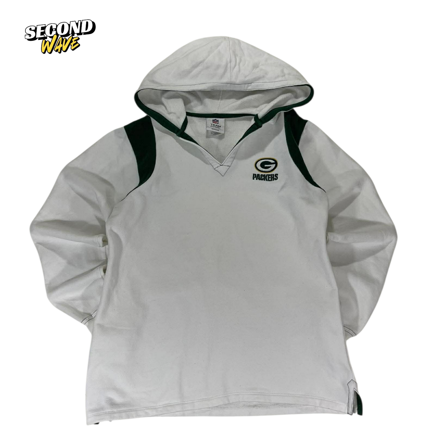 VINTAGE WOMENS GREEN BAY PACKERS WHITE HOODIE (S-M)