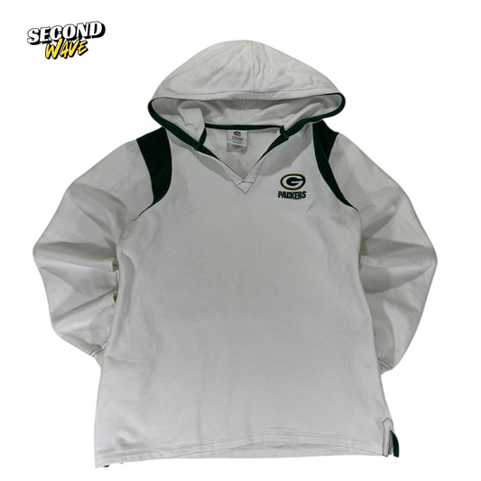VINTAGE WOMENS GREEN BAY PACKERS WHITE HOODIE (S-M)