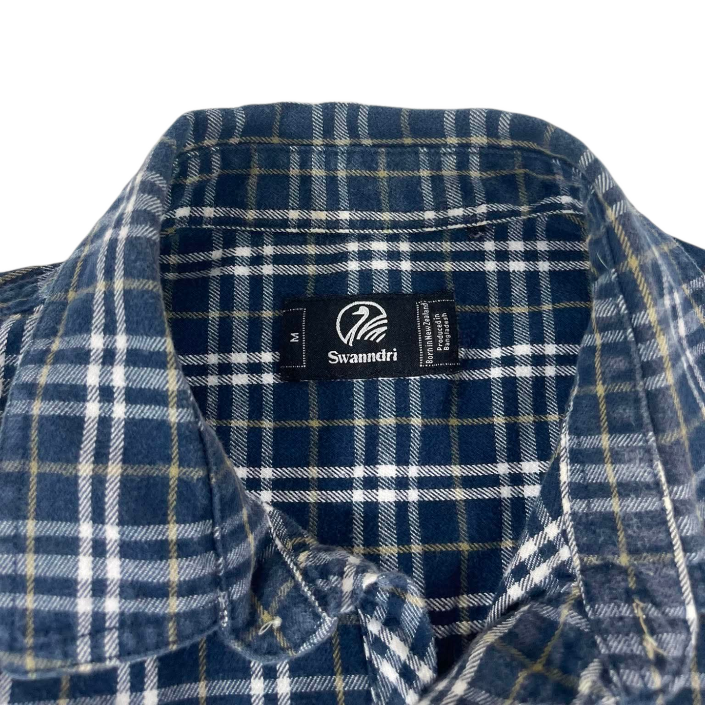 VINTAGE SWANNDRI BLUE & WHITE FLANNEL SHIRT (L)