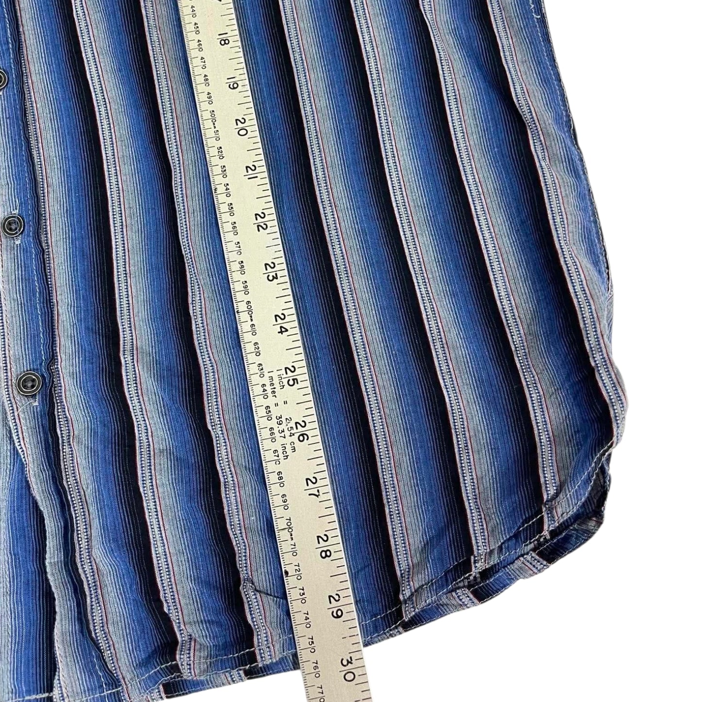 NORTH SOUTH CLOTHING BLUE STRIPED BUTTON UP SHIRT (XL)