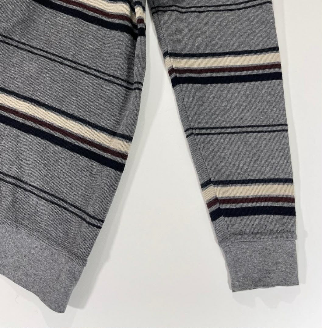 VINTAGE CHISEL GREY STRIPED QUARTER ZIP SWEATSHIRT (M-L)