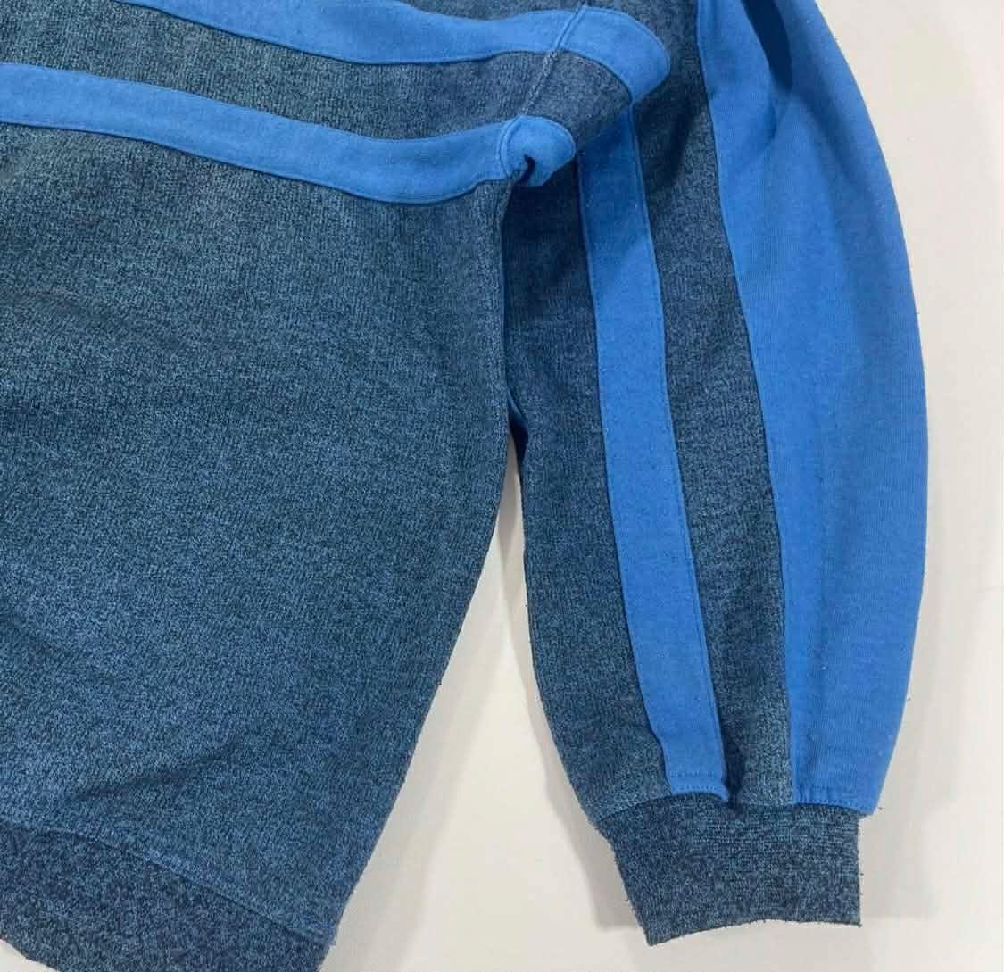 VINTAGE BLUE STRIPED LONG SLEEVED POLO SHIRT (M)