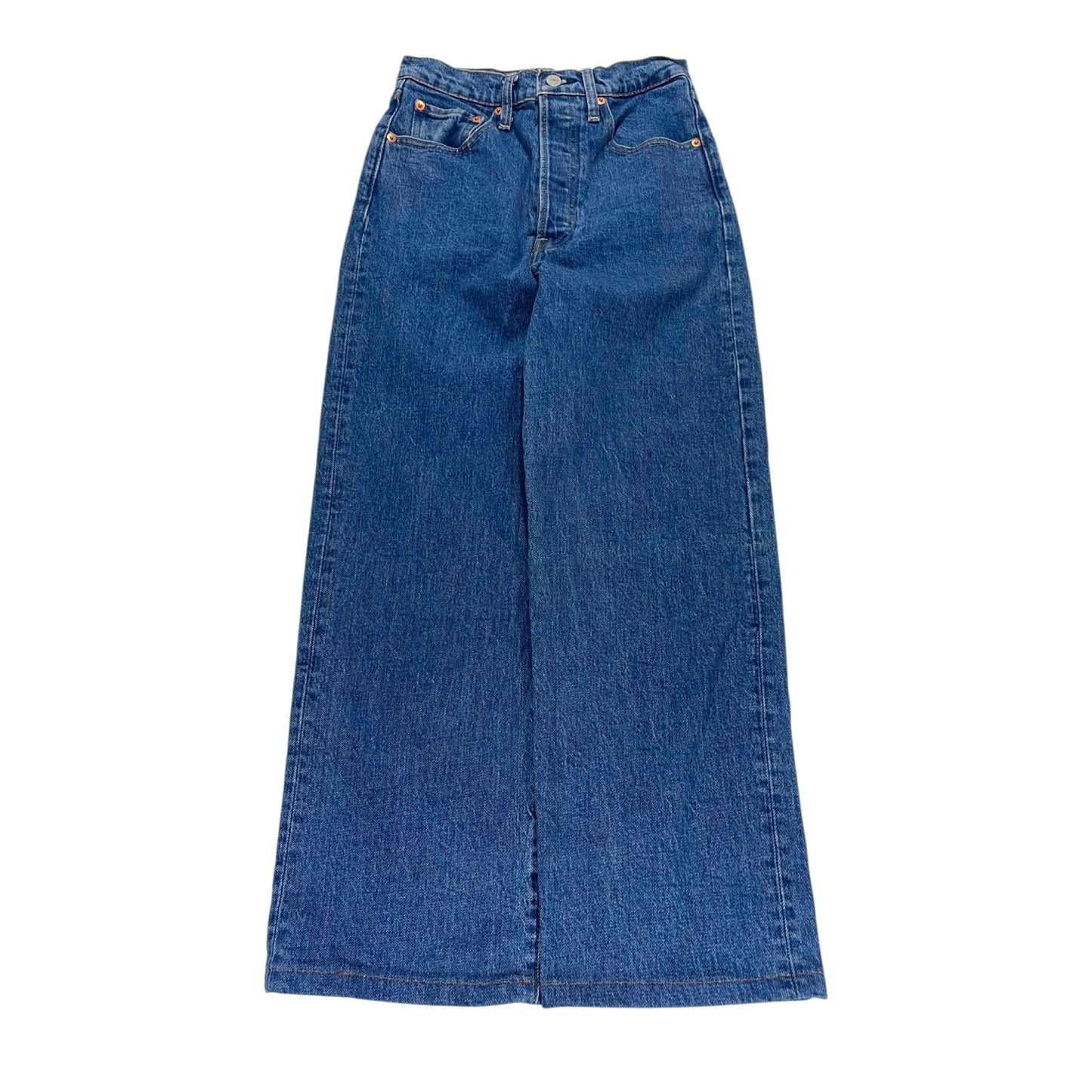 WOMENS LEVI'S RIBCAGE STRAIGHT BLUE JEANS (26)