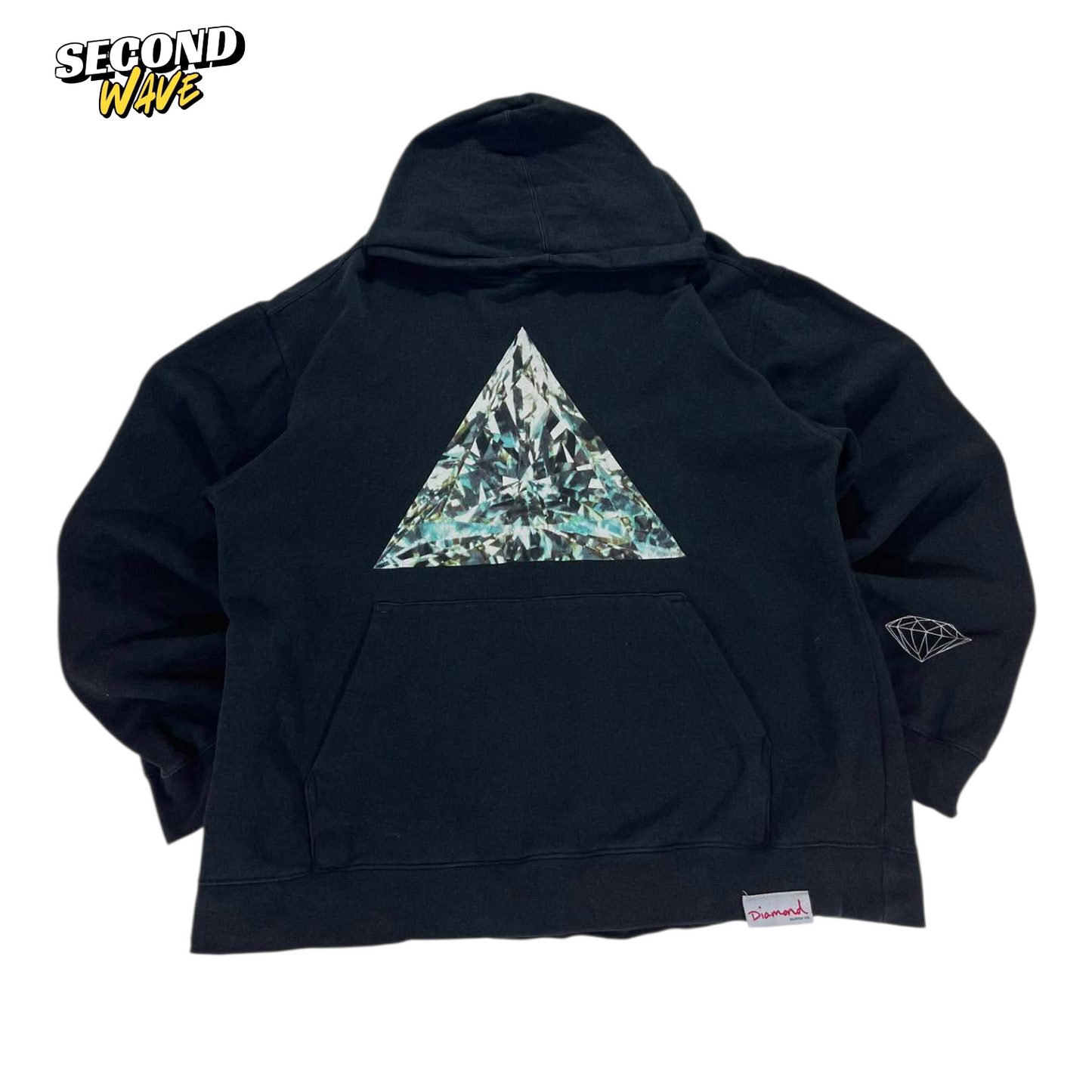 DIAMOND SUPPLY CO. BLACK HOODIE WITH BLUE AND GREEN DIAMOND DESIGN (M)