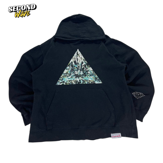 DIAMOND SUPPLY CO. BLACK HOODIE WITH BLUE AND GREEN DIAMOND DESIGN (M)