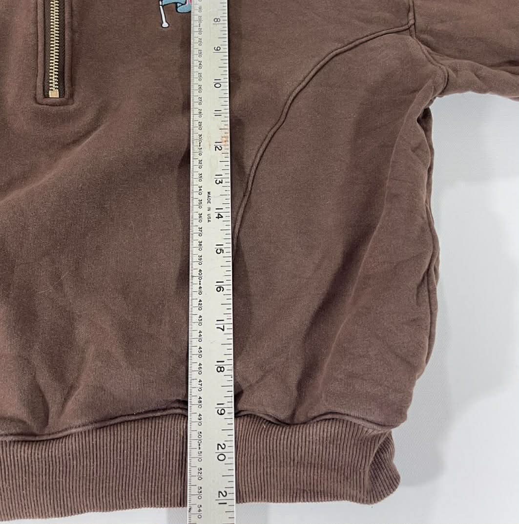 ECHT BROWN QUARTER ZIP HOODIE WITH EMBROIDERED LOGO (M)