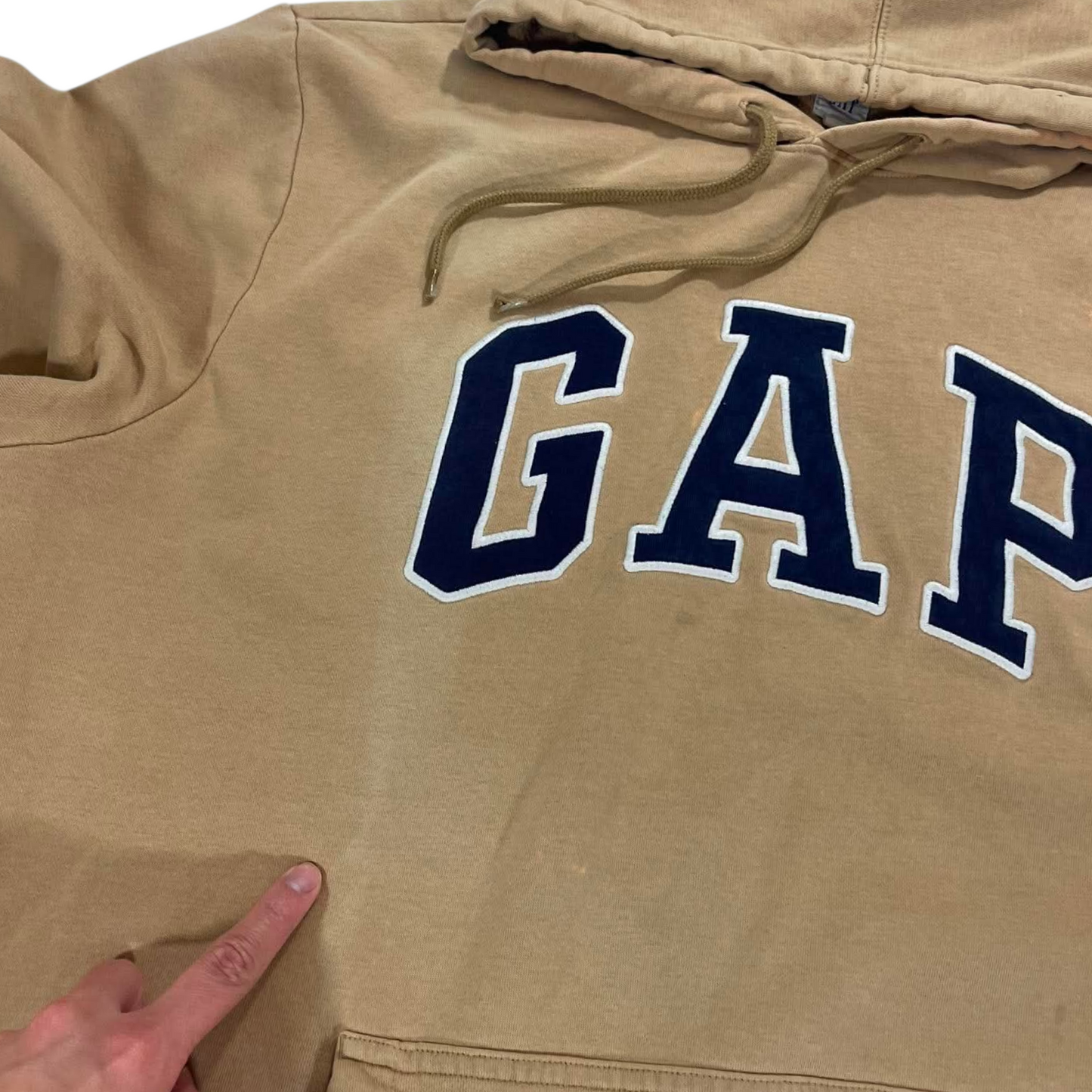 GAP TAN HOODIE WITH NAVY BLUE LOGO (XXL)