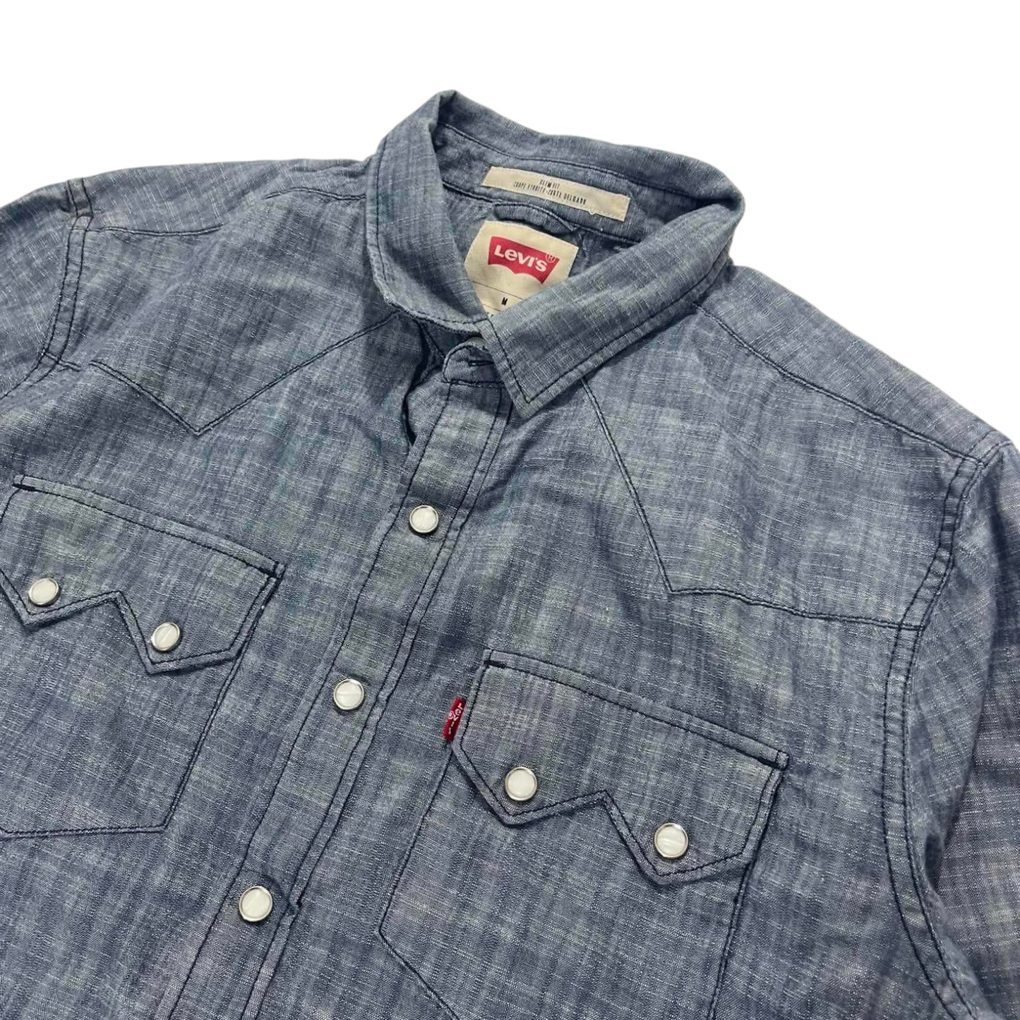 LEVI'S BLUE DENIM BUTTON UP SHIRT (M-L)