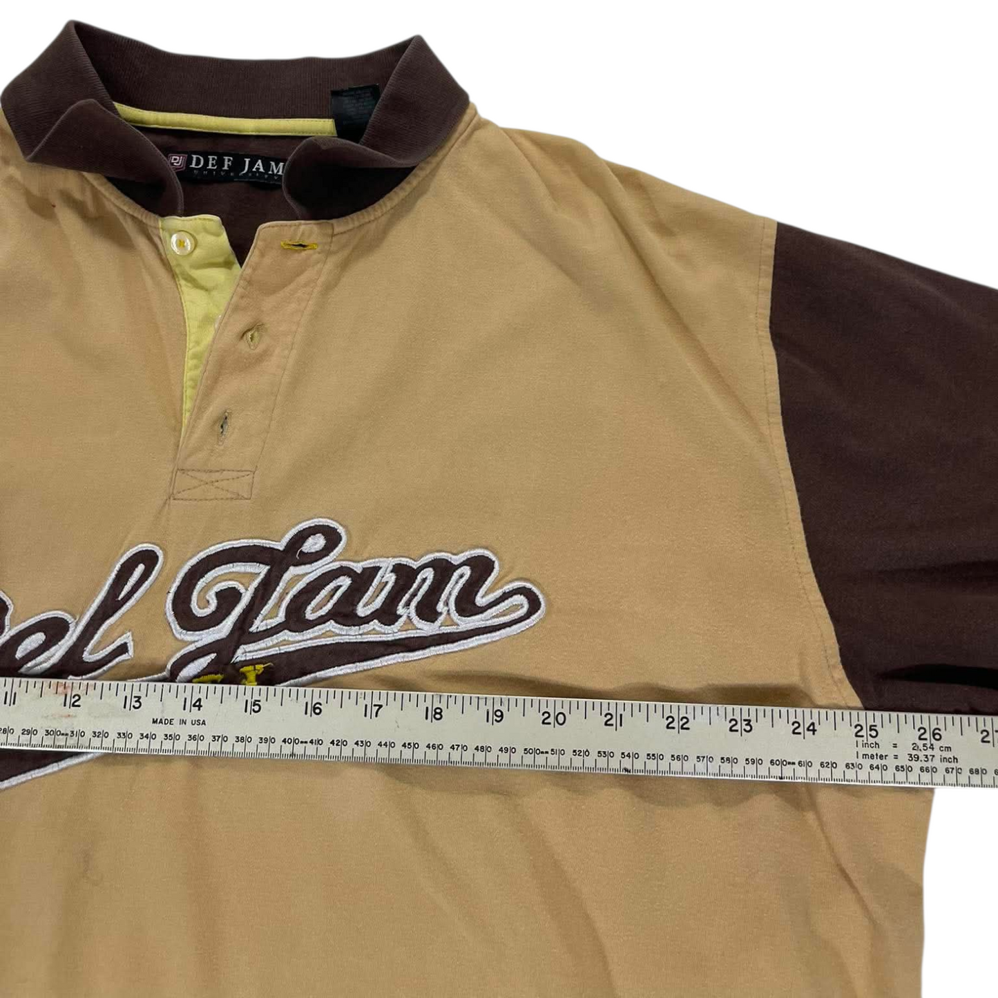 VINTAGE DEF JAM UNIVERSITY BROWN LONG SLEEVE SHIRT (XL)