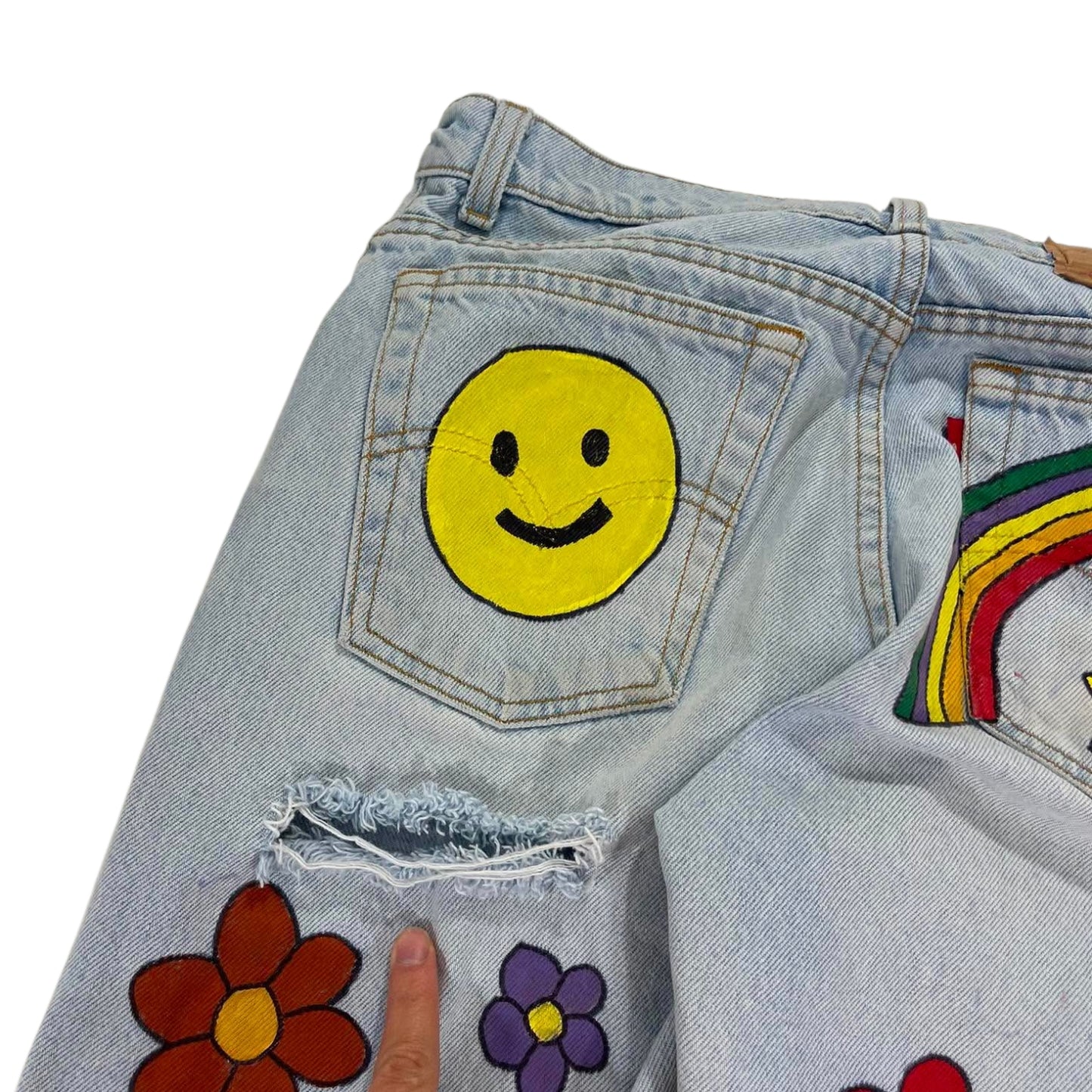 VINTAGE LEVI'S BLUE JEANS HAND PAINTED (31)