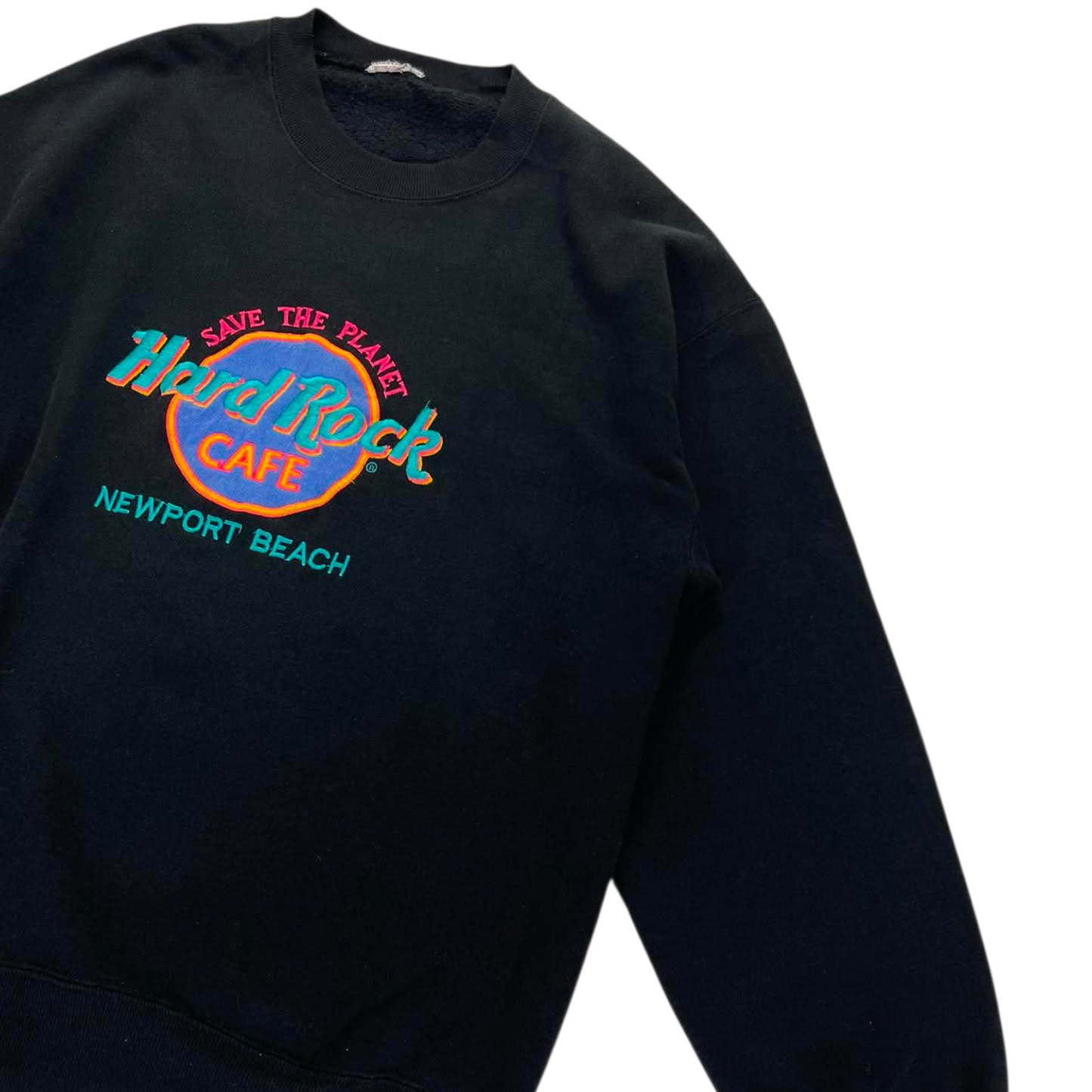 VINTAGE HARD ROCK CAFE NEWPORT BEACH BLACK SWEATSHIRT (L)
