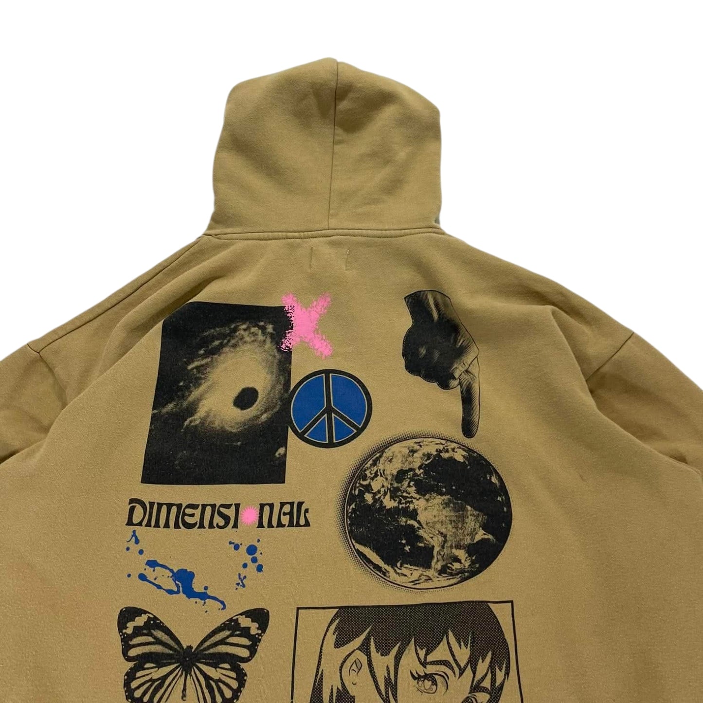 BROTHERS DESIGN TAN & BLACK GRAPHIC HOODIE (L)