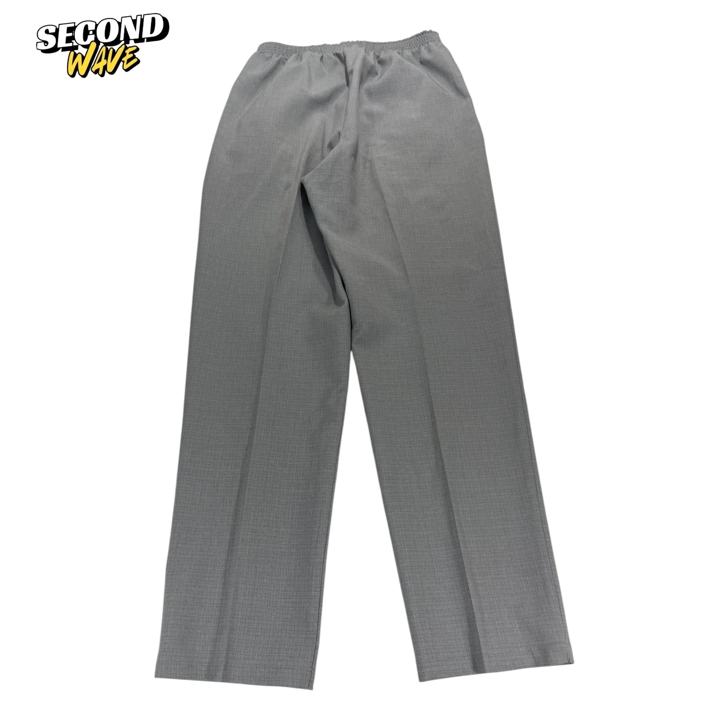 VINTAGE BREAKAWAY BLACK PEPPER GREY WIDE LEG TROUSERS (L)