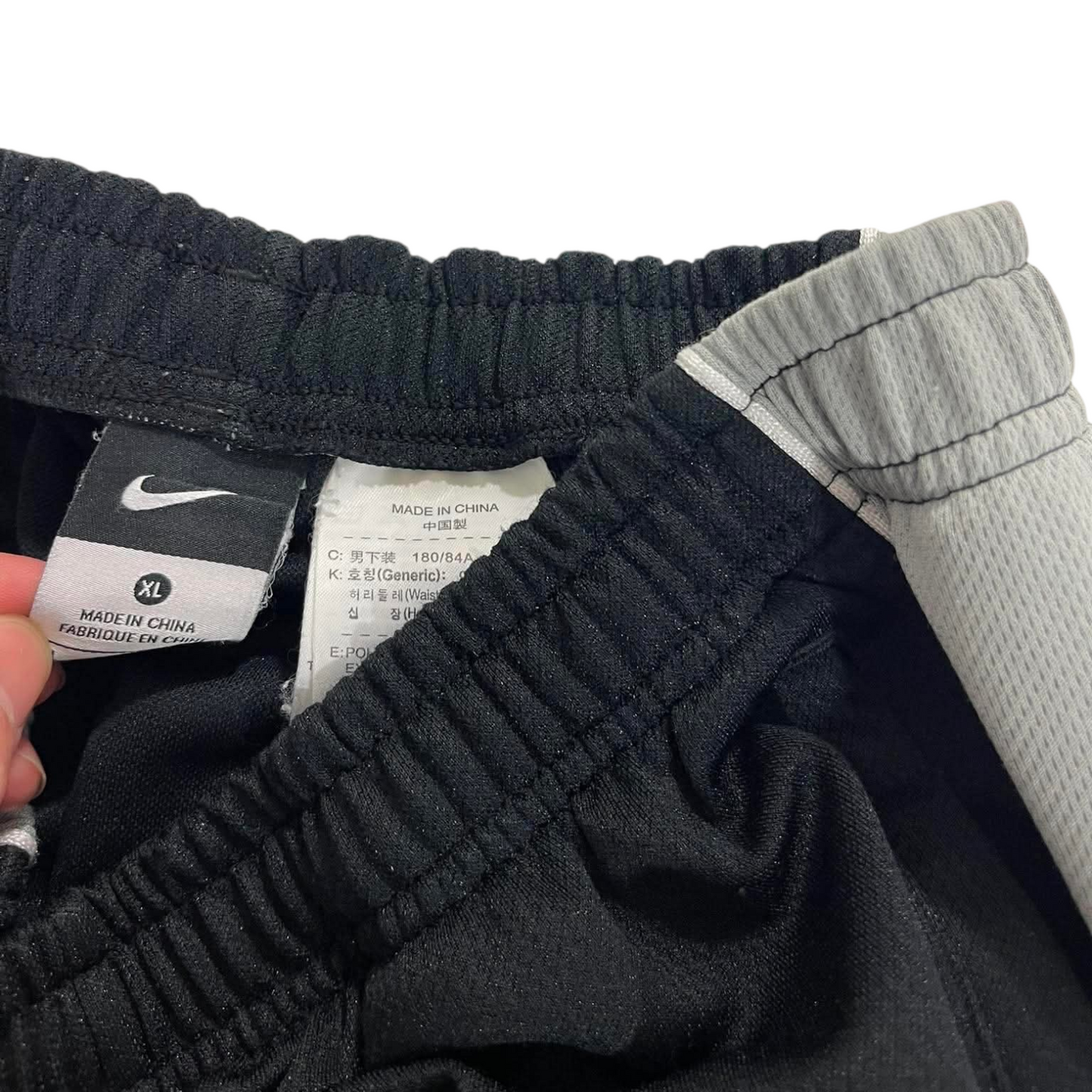VINTAGE NIKE BLACK/GREY BAGGY TRACK PANTS (XL) '8