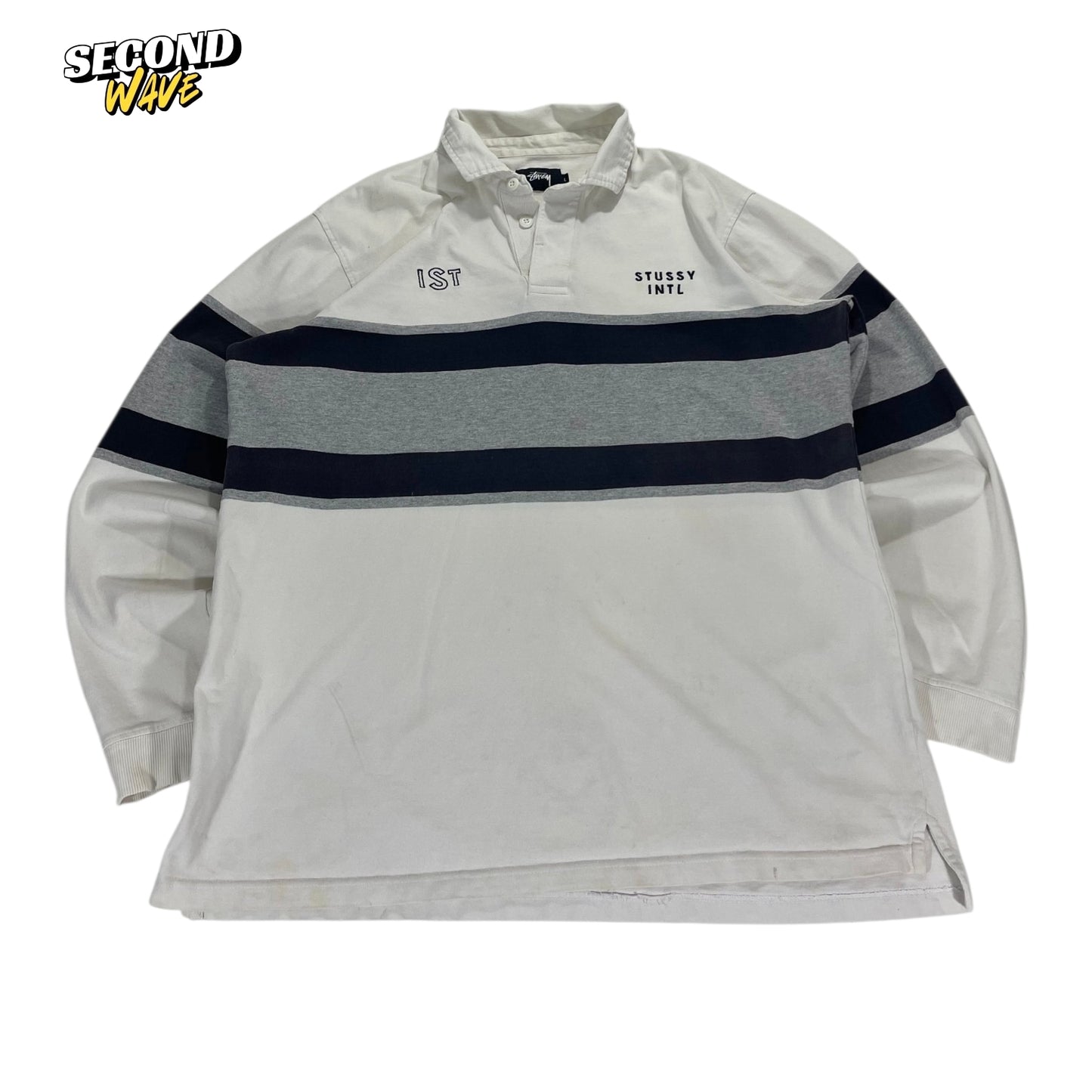 TRASHED STÜSSY RUGBY POLO SHIRT (L)