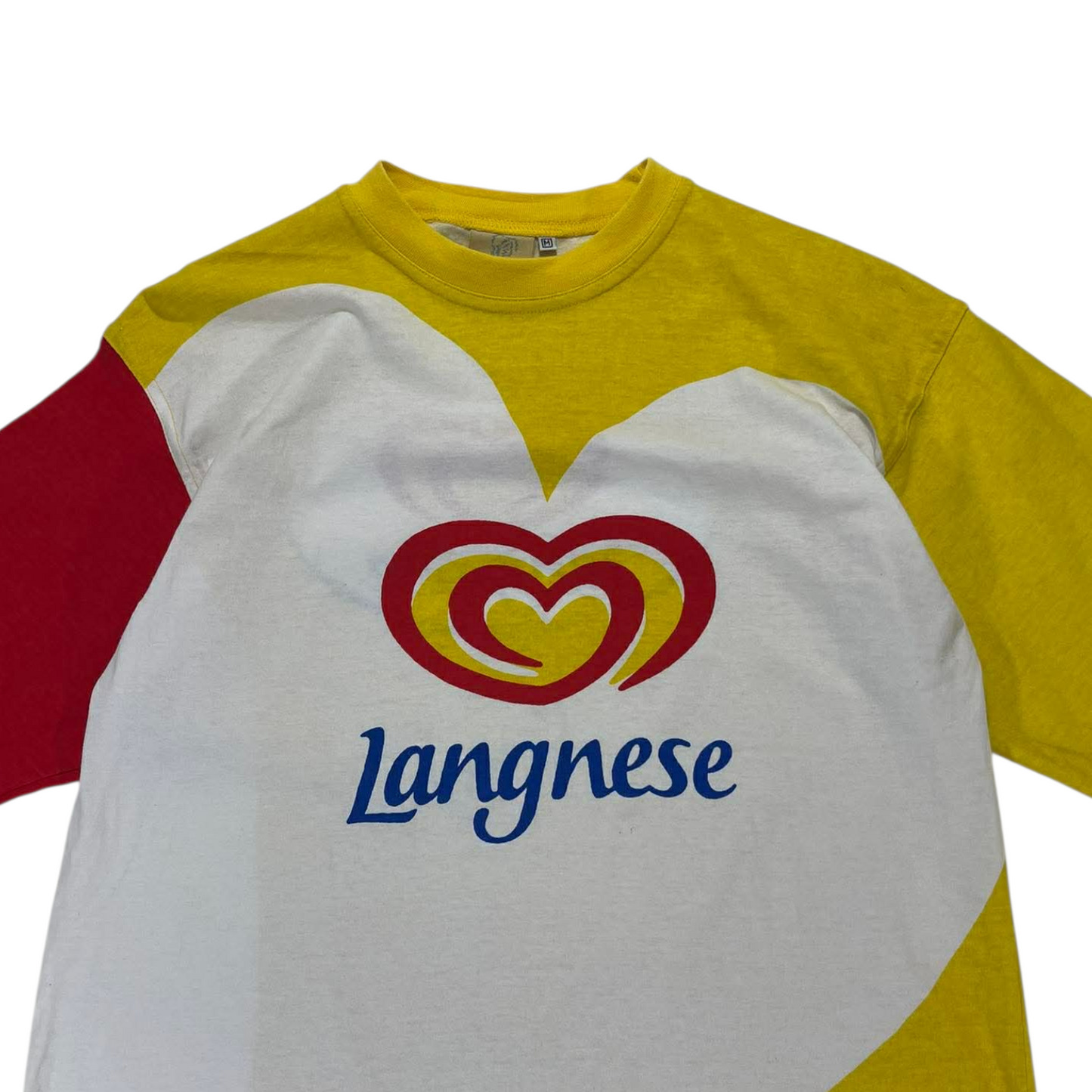 VINTAGE LANGNESE ICE CREAM YELLOW COTTON T-SHIRT (M)