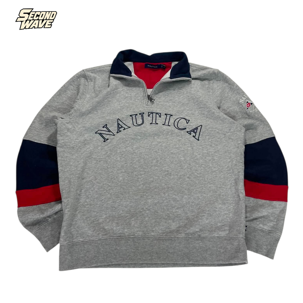 VINTAGE NAUTICA GREY QUARTER ZIP (M - LARGE)
