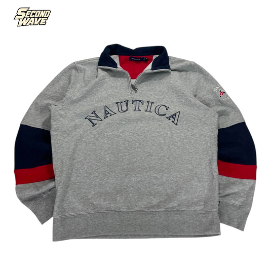 VINTAGE NAUTICA GREY QUARTER ZIP (M - LARGE)