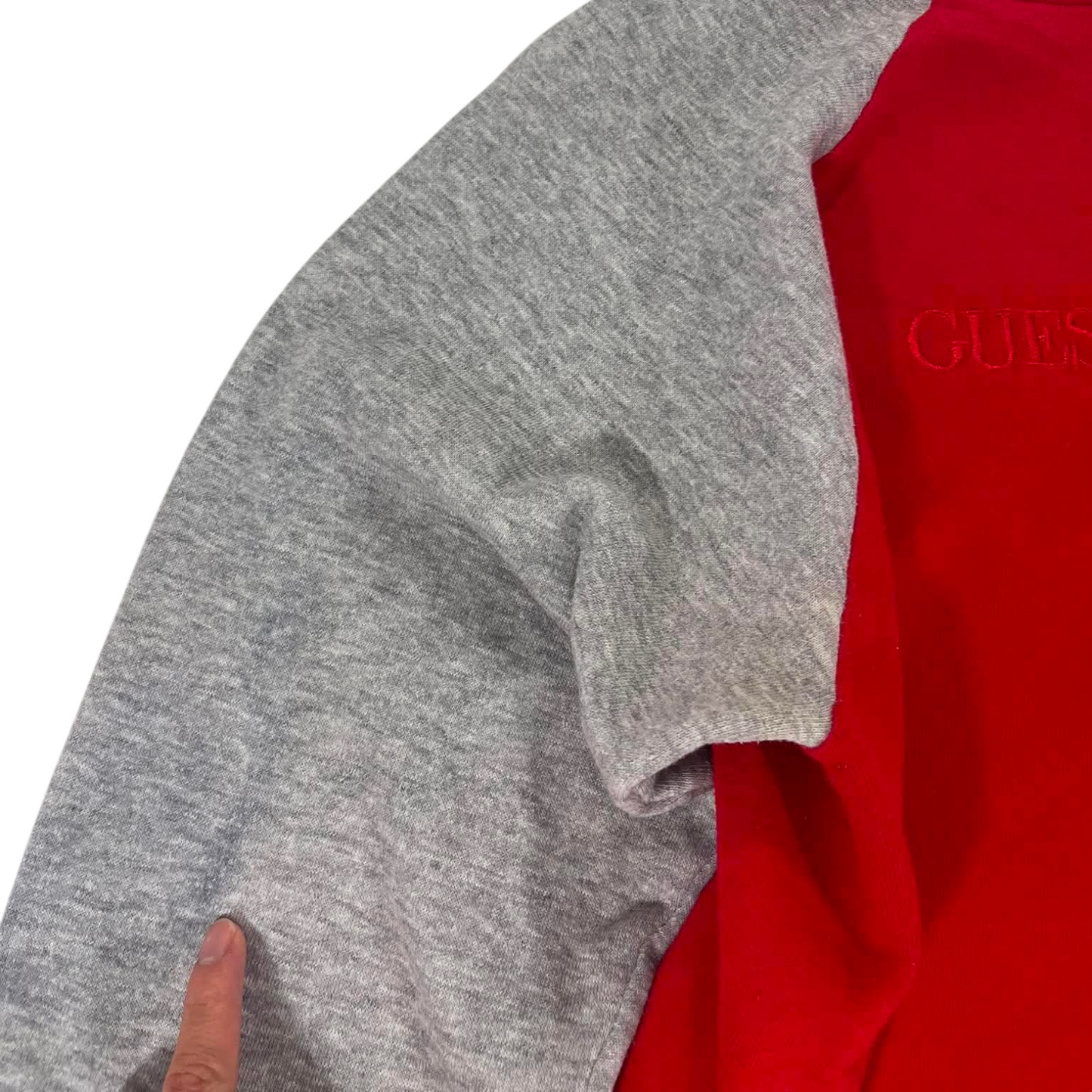90S GUESS RED & GREY CREWNECK SWEATSHIRT (M)