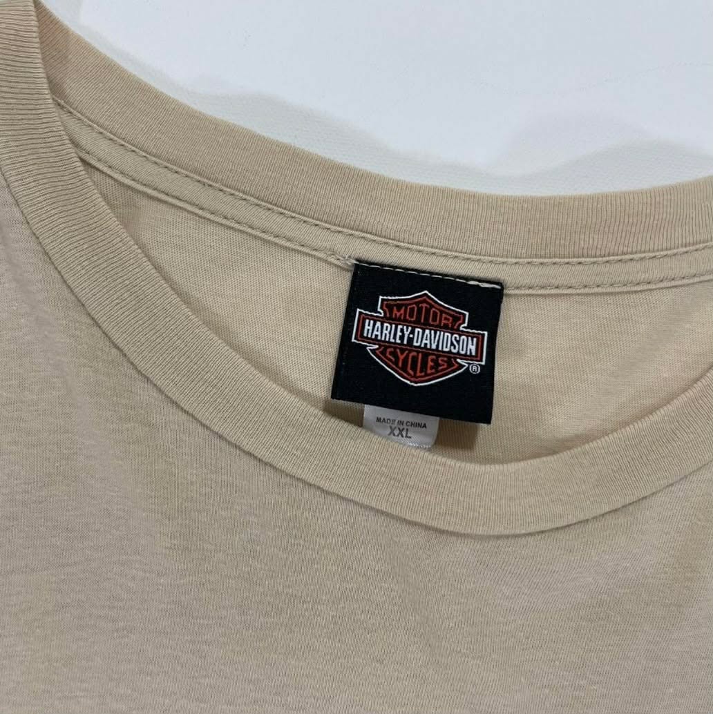VINTAGE HARLEY DAVIDSON TAN GRAPHIC T-SHIRT (XL)