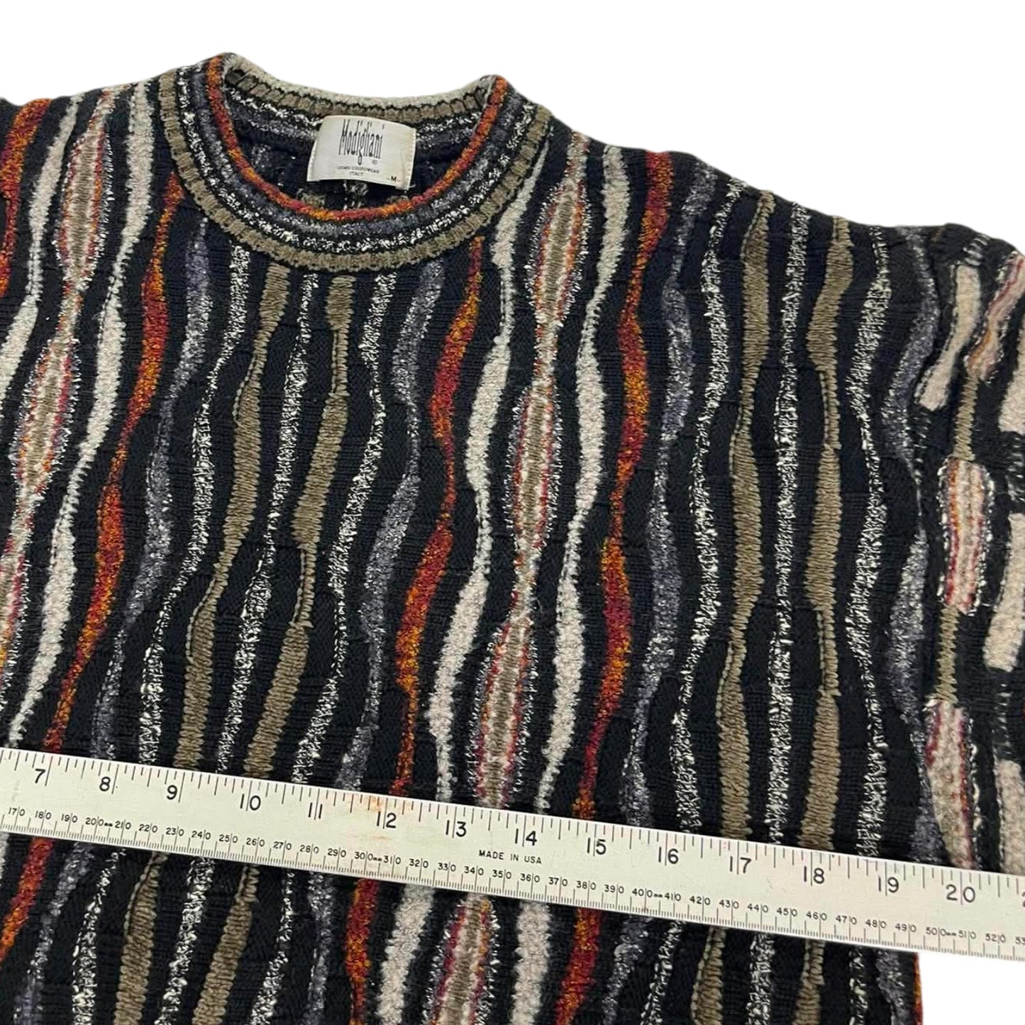 VINTAGE 90S MODIGLIANI MULTICOLOURED STRIPED SWEATER (M)