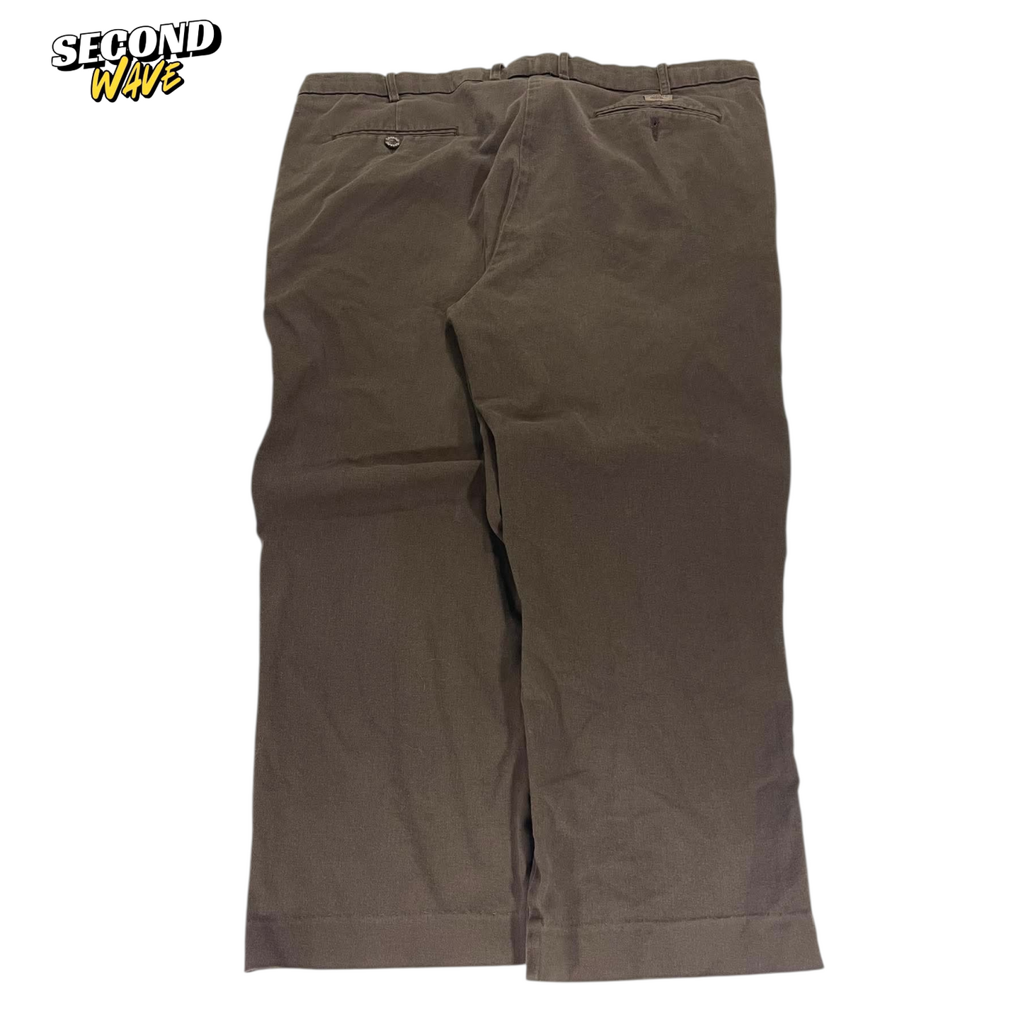 VINTAGE WIDE SAVANE BROWN CHINO PANTS (38)