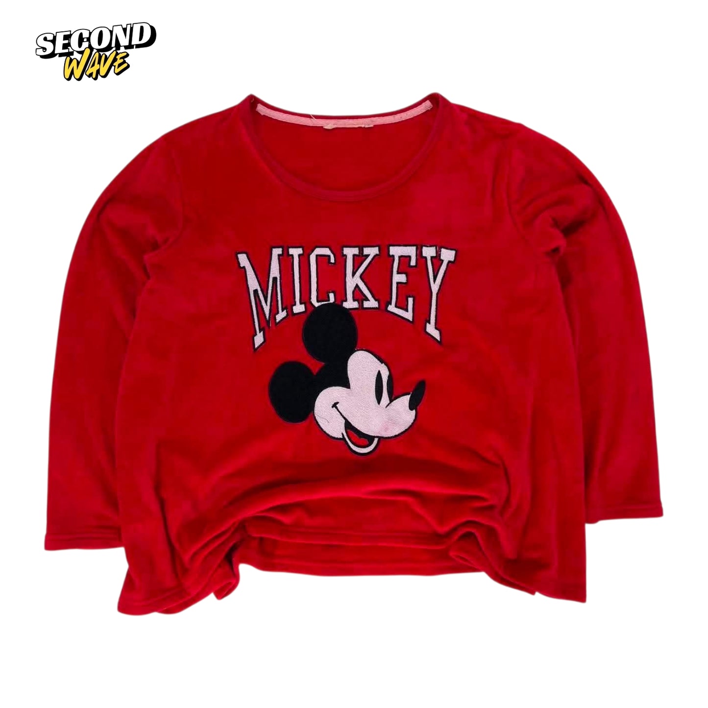 VINTAGE RED MICKEY MOUSE SWEATSHIRT FLEECE WITH EMBROIDERED (M)
