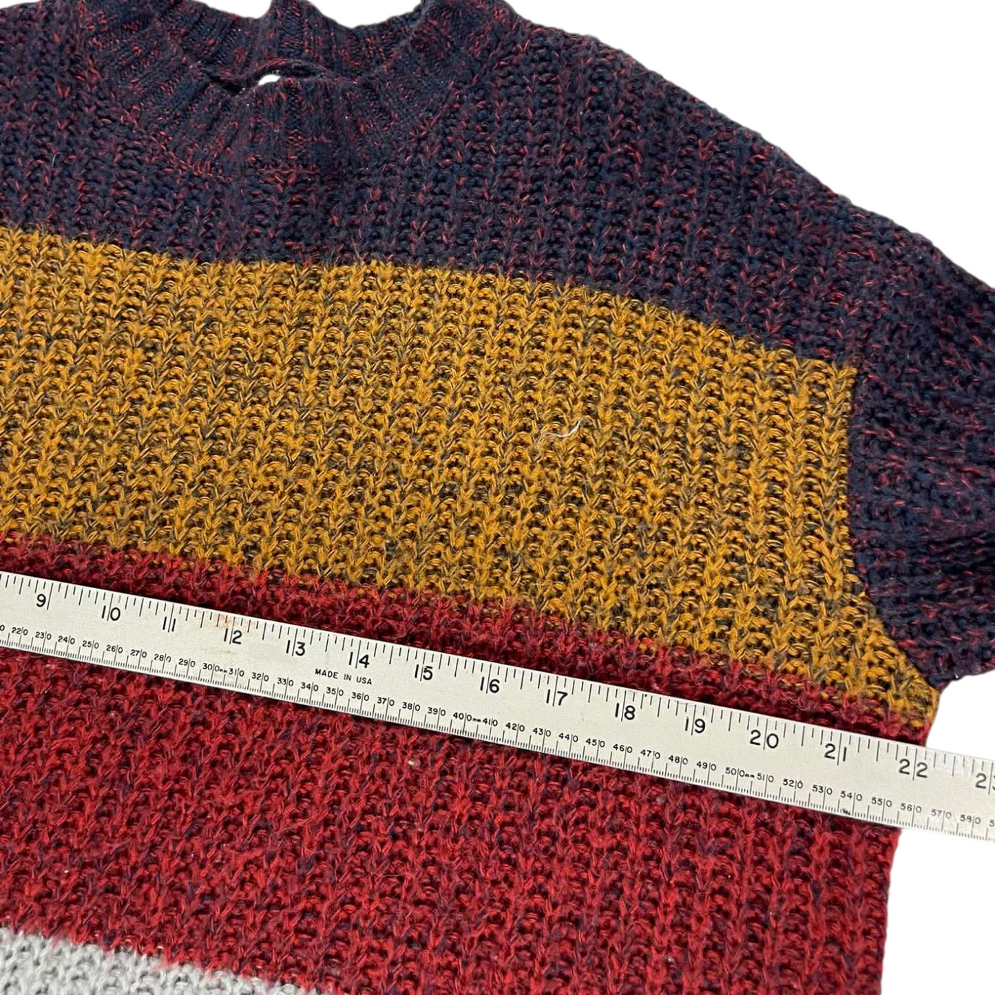 90S MULTICOLOURED STRIPED KNIT SWEATER (M-L)