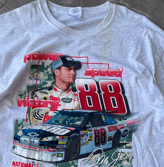 VINTAGE DALE EARNHARDT JR. GREY RACING TEE (L)