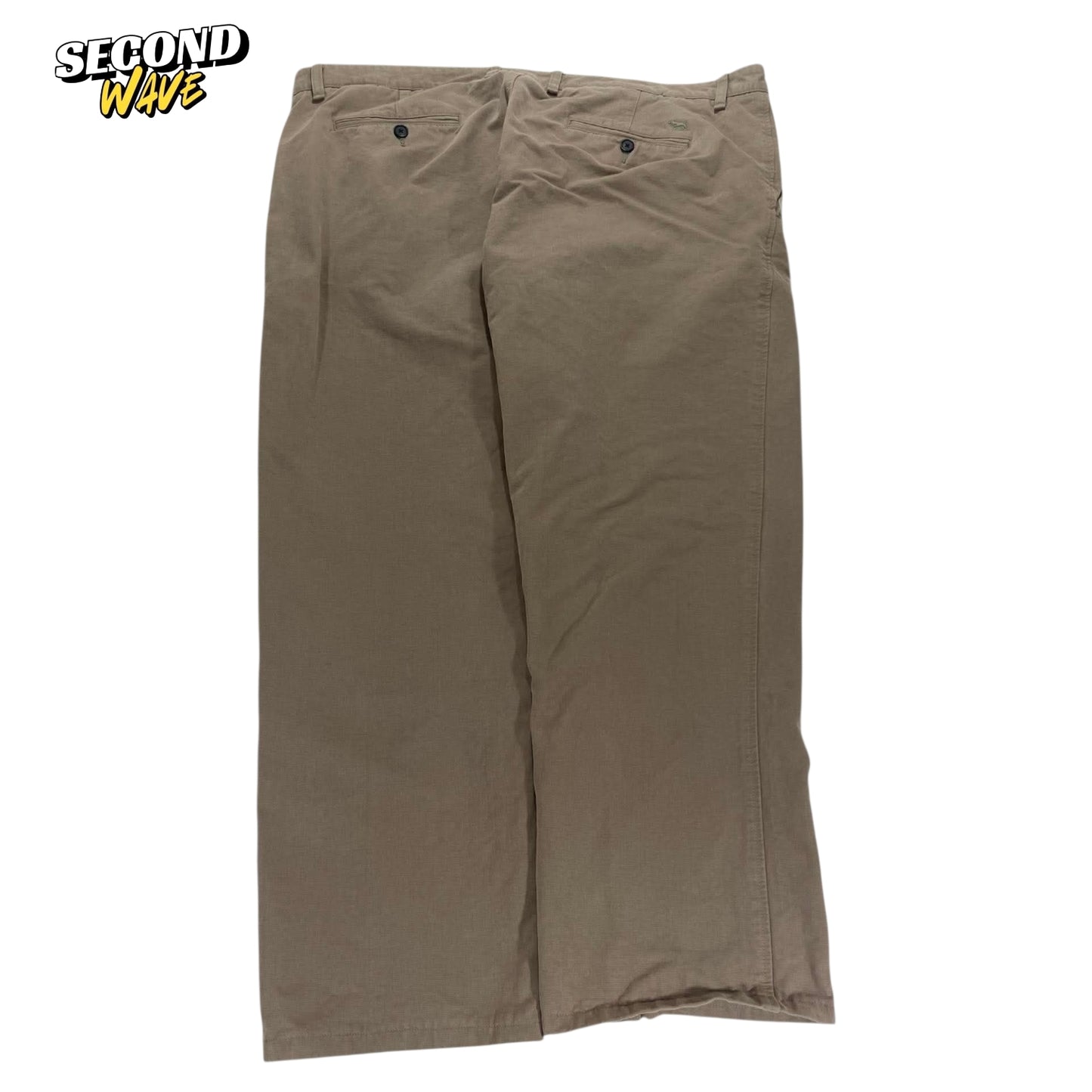 VINTAGE WIDE MEG RODD & GUNN BROWN CHINO TROUSERS (42)