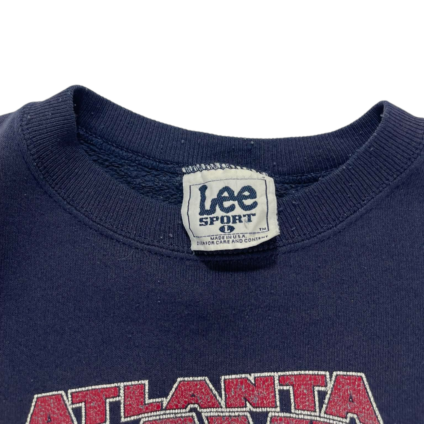 VINTAGE LEE SPORT ATLANTA BRAVES NAVY CREWNECK SWEATSHIRT (M)