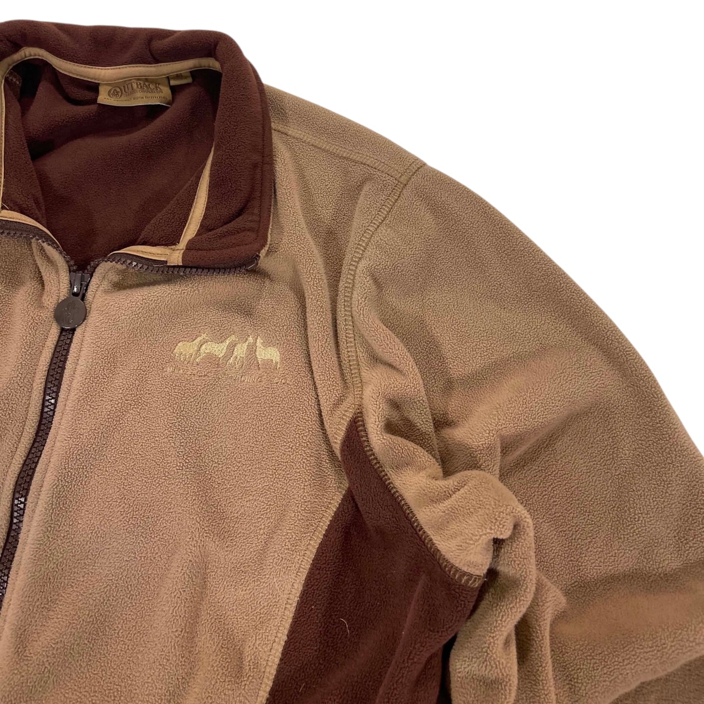 Y2K OUTBACK TRADING CO. BROWN & TAN FLEECE JACKET (M)